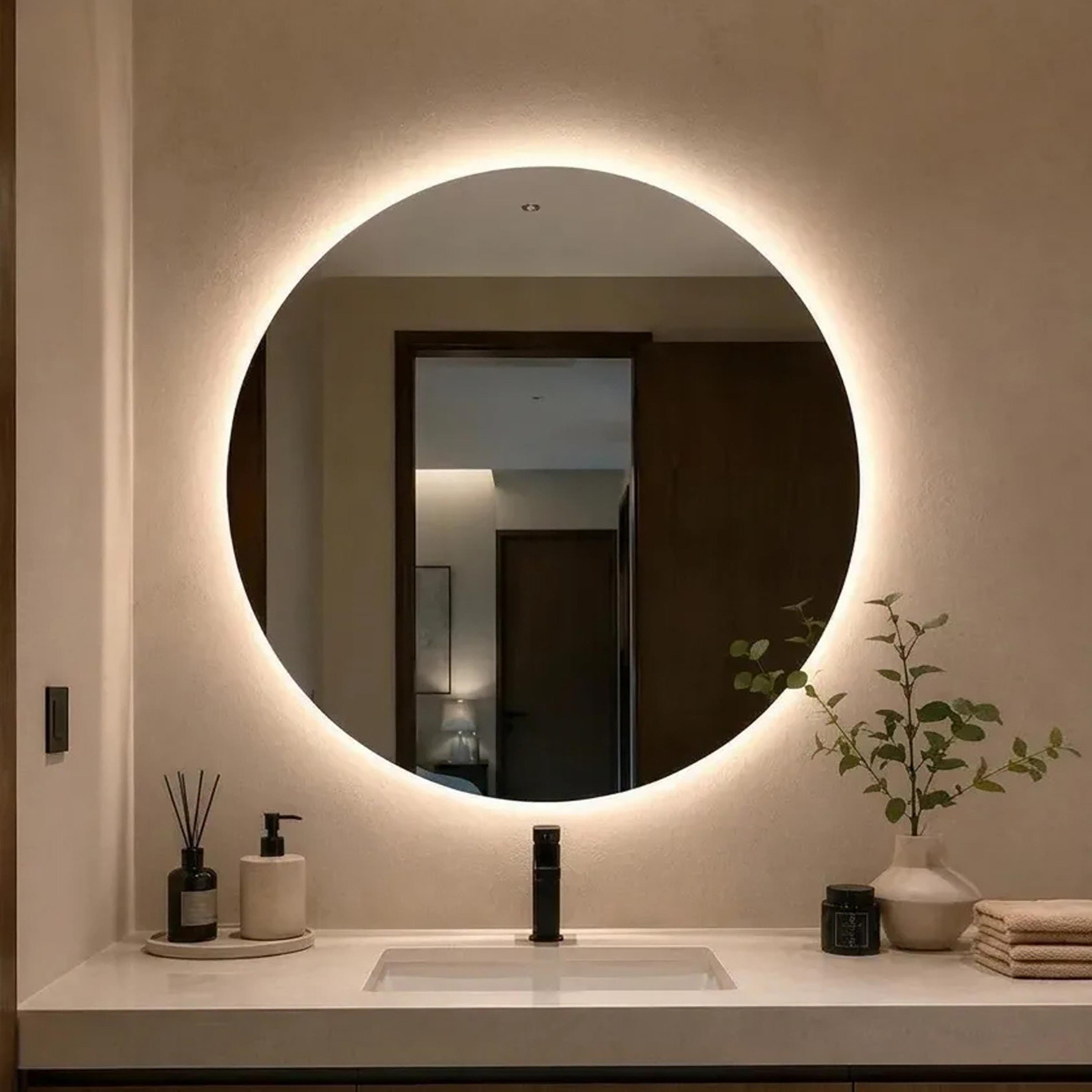 مرآة حائط دائرية زجاجية بيضاء من ماريا هومز-household-walldecorandmirrors-mirrors-wallmirrors-image-1