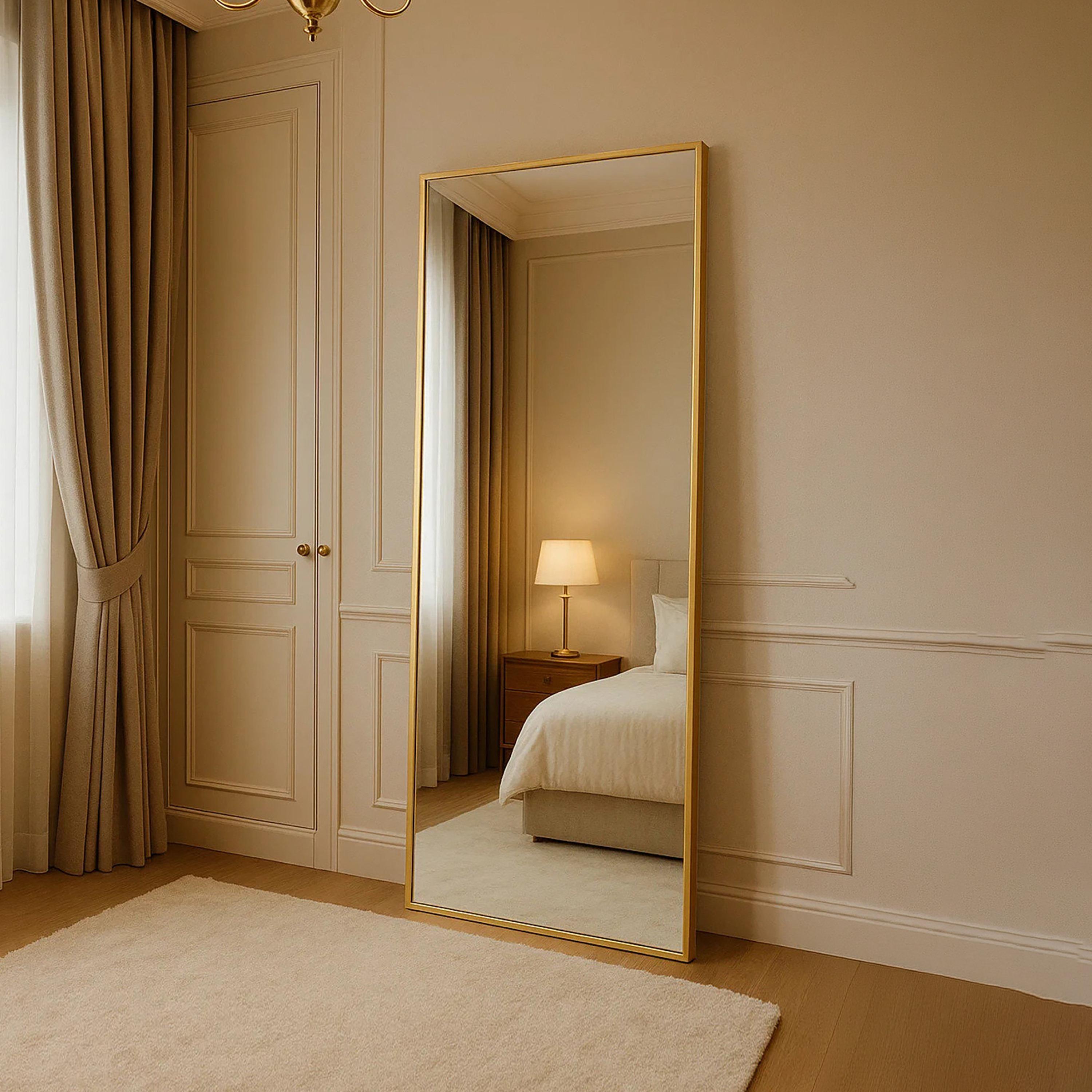 مرآة أرضية مستطيلة من الزجاج بلون الذهب من ماريا هومز-household-walldecorandmirrors-mirrors-wallmirrors-image-2