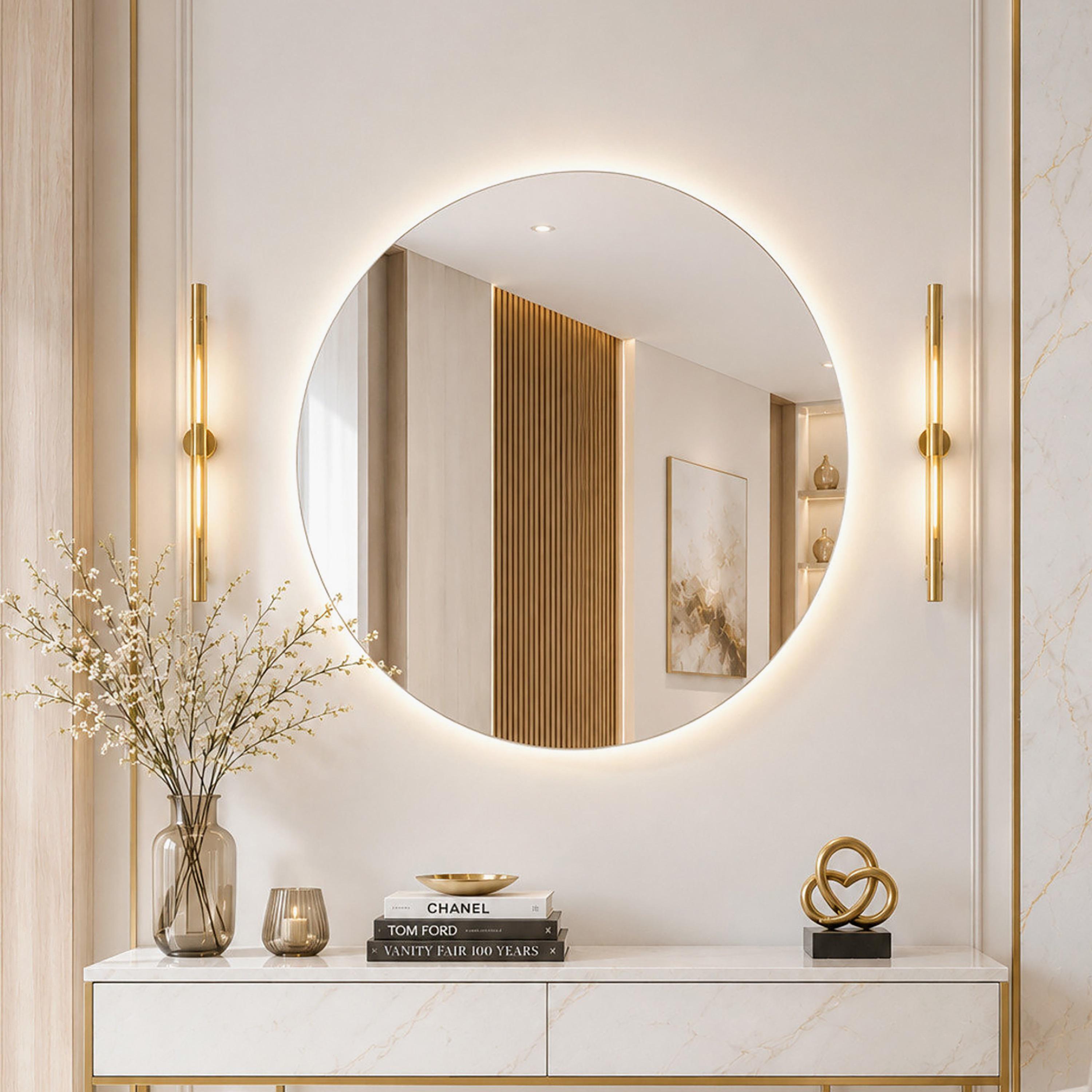 مرآة حائط دائرية زجاجية بيضاء من ماريا هومز-household-walldecorandmirrors-mirrors-wallmirrors-image-1