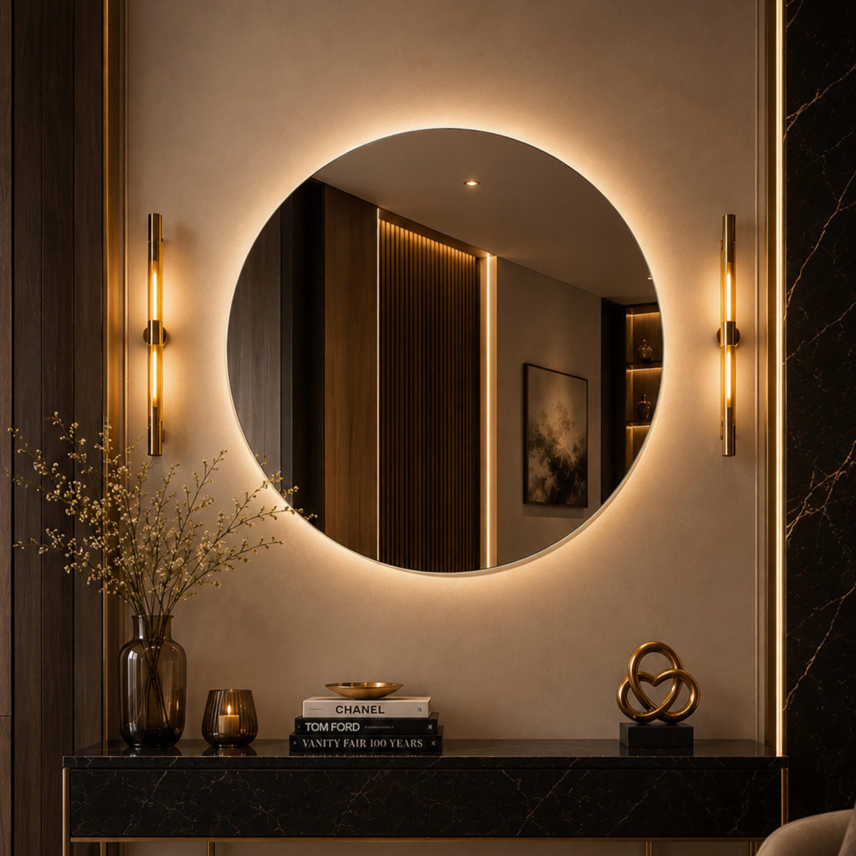 مرآة حائط دائرية زجاجية بيضاء من ماريا هومز-household-walldecorandmirrors-mirrors-wallmirrors-image-2