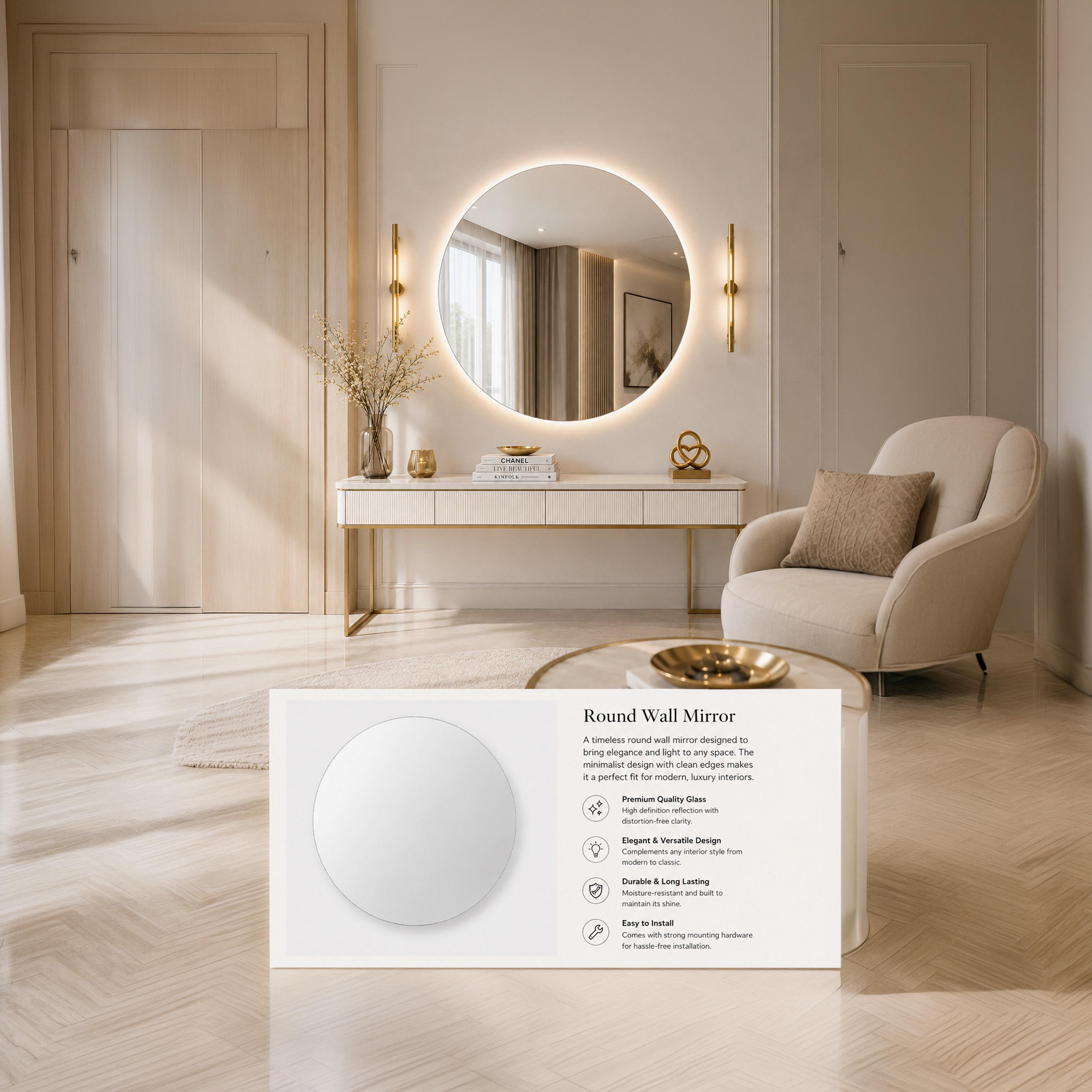 مرآة حائط دائرية زجاجية بيضاء من ماريا هومز-household-walldecorandmirrors-mirrors-wallmirrors-image-3