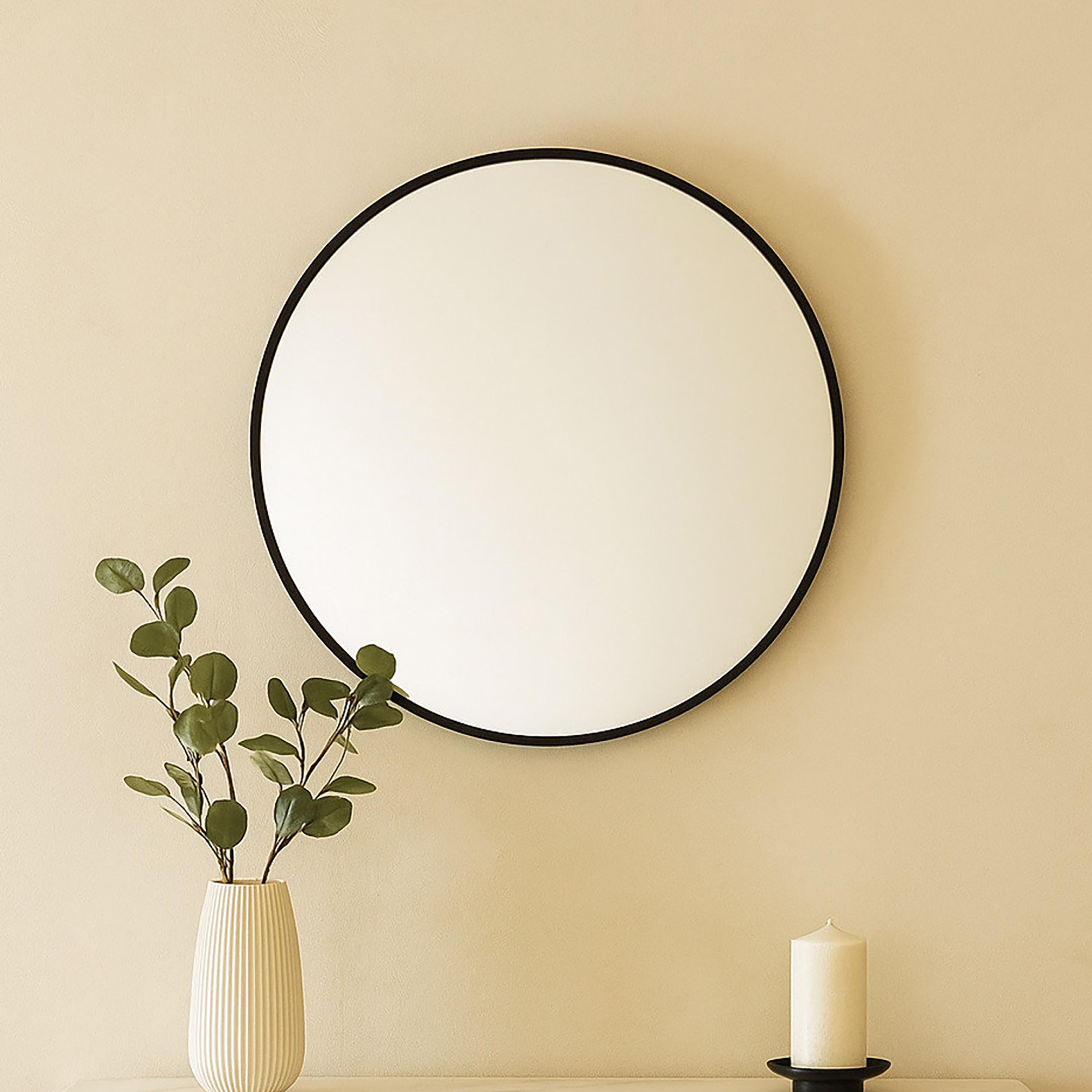 مرآة حائط دائرية زجاجية سوداء من ماريا هومز-household-walldecorandmirrors-mirrors-wallmirrors-image-1