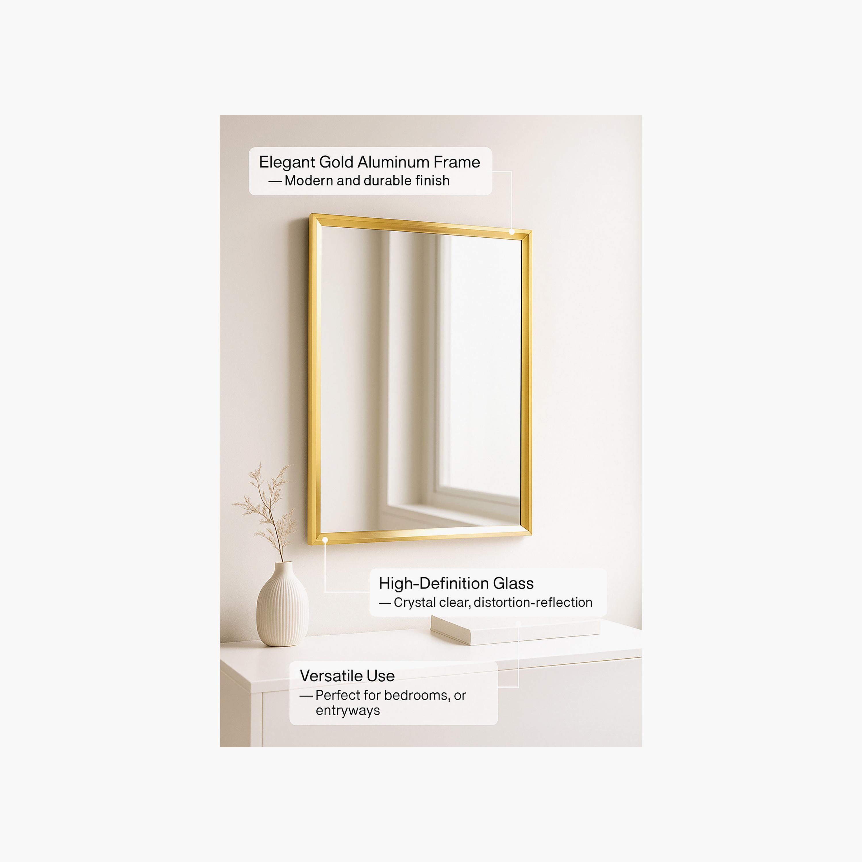 مرآة حائط مستطيلة زجاجية بلون ذهبي من ماريا هومز-household-walldecorandmirrors-mirrors-wallmirrors-image-4