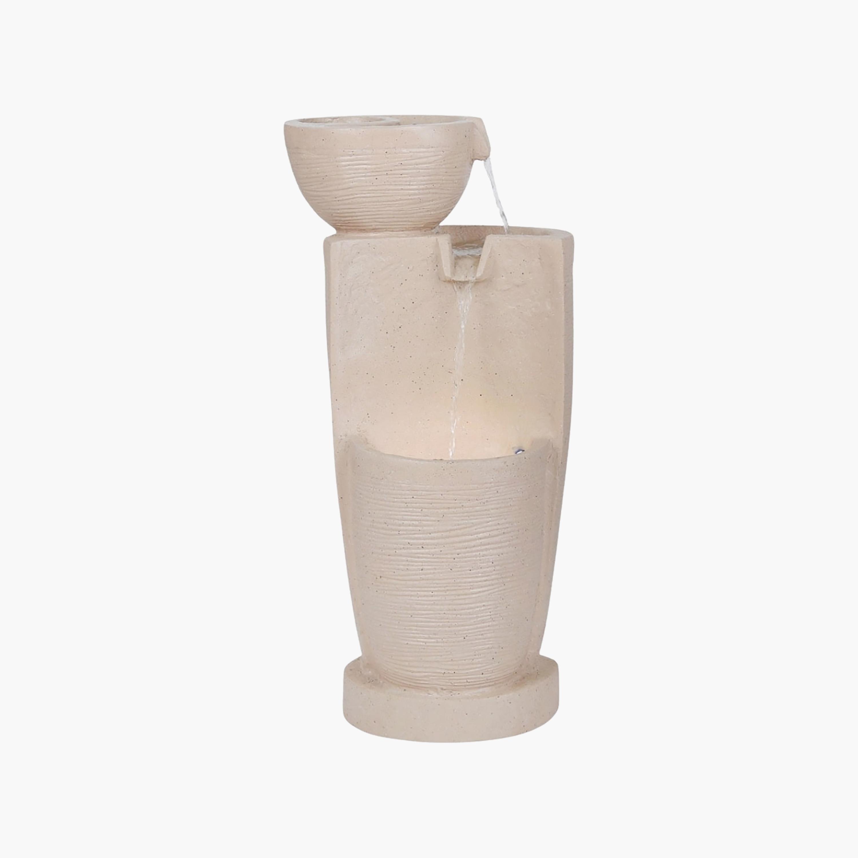 نافورة ديكورية متدرجة بلون البيج من ماريا هومز-household-gardenandoutdoor-fountains-image-2