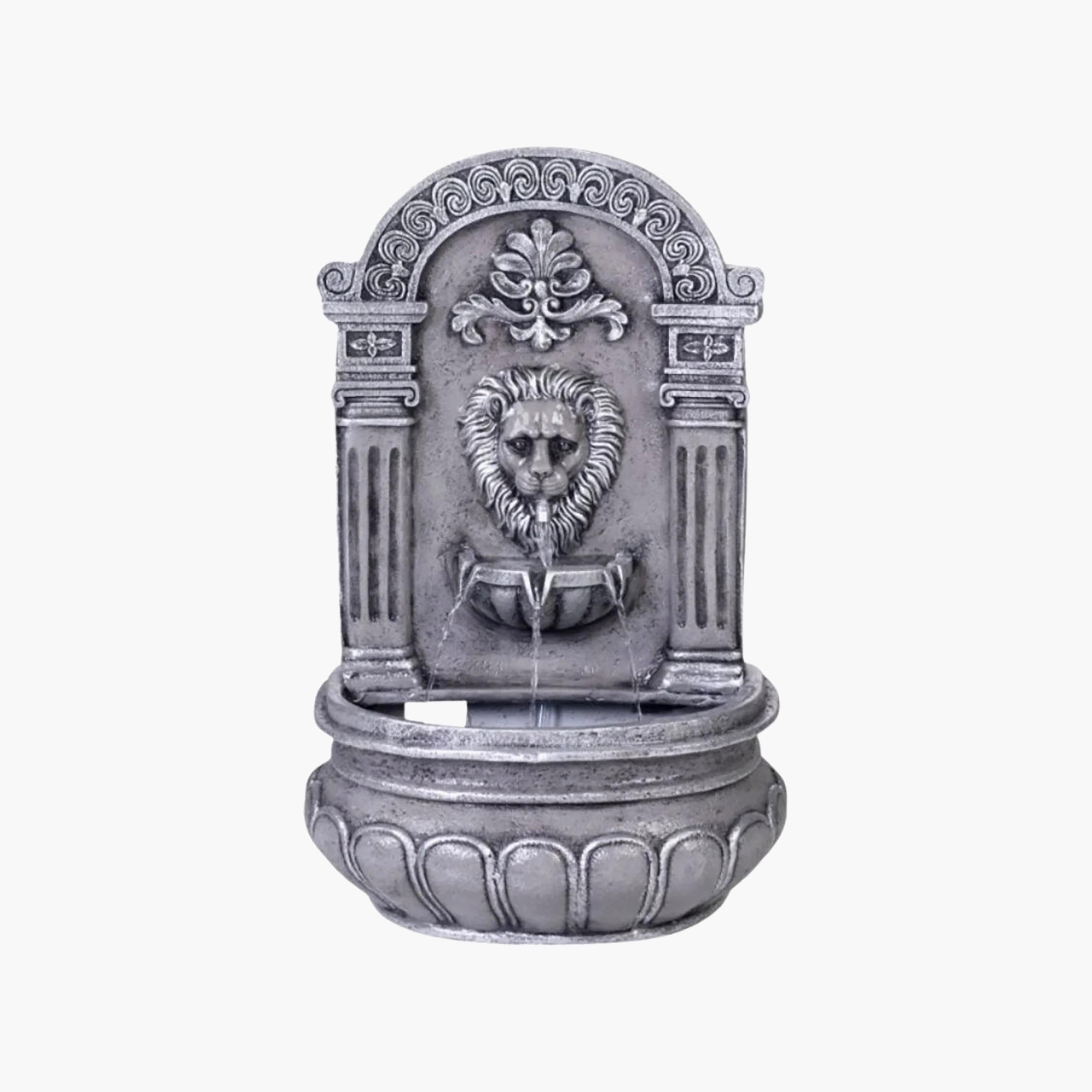 نافورة ديكورية برأس أسد فضي من ماريا هومز-household-gardenandoutdoor-fountains-image-2