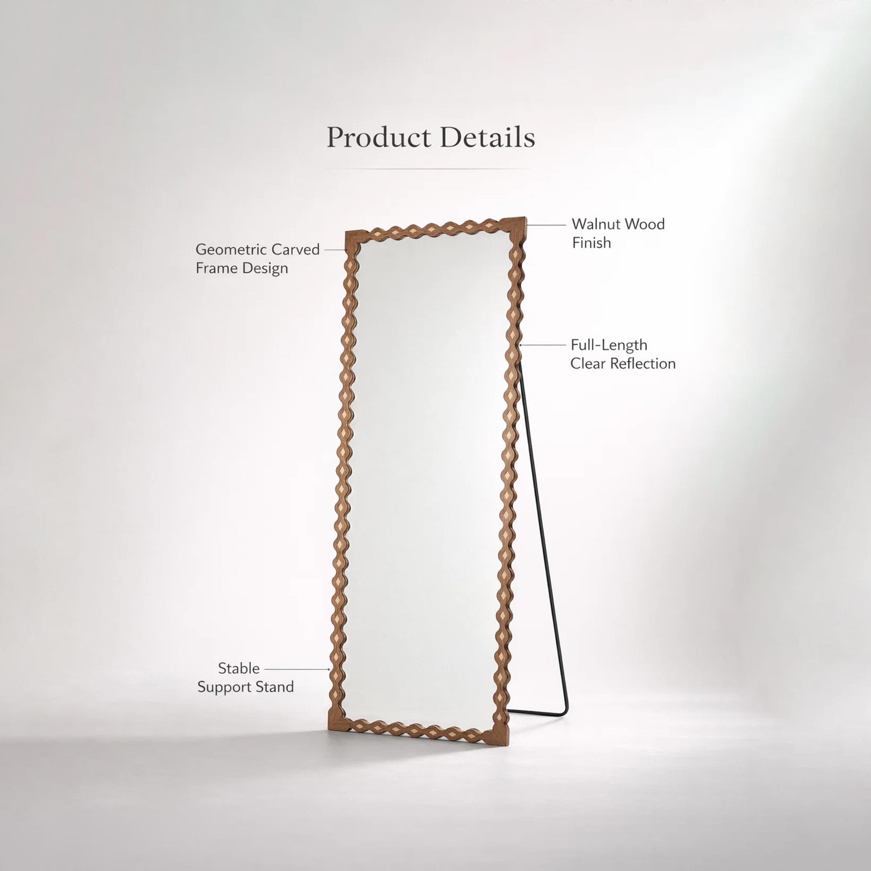 مرآة أرضية بإطار متموج من الزجاج البني من ماريا هومز-household-walldecorandmirrors-mirrors-wallmirrors-image-3