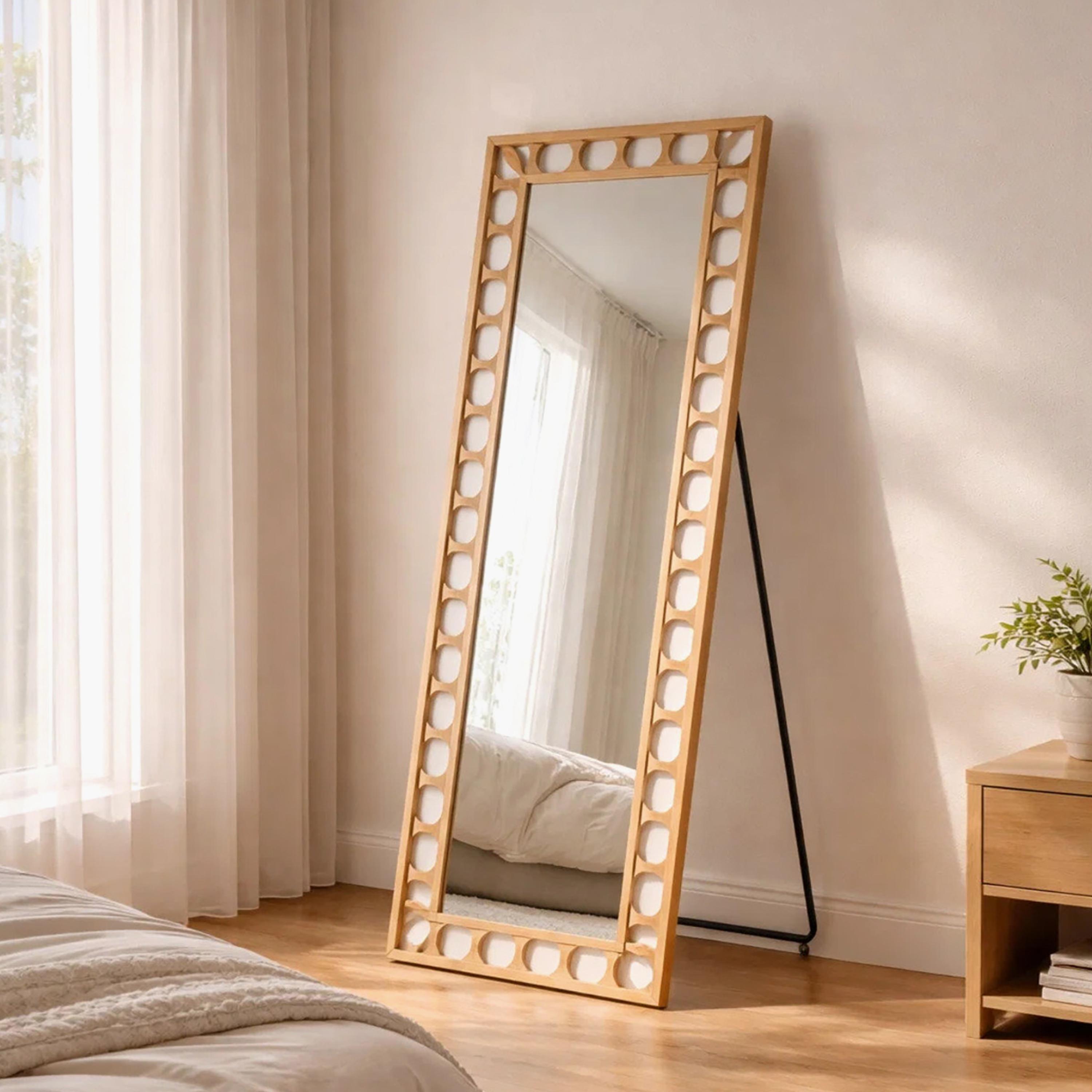 مرآة أرضية بإطار هندسي زجاجي بني من ماريا هومز-household-walldecorandmirrors-mirrors-wallmirrors-image-1