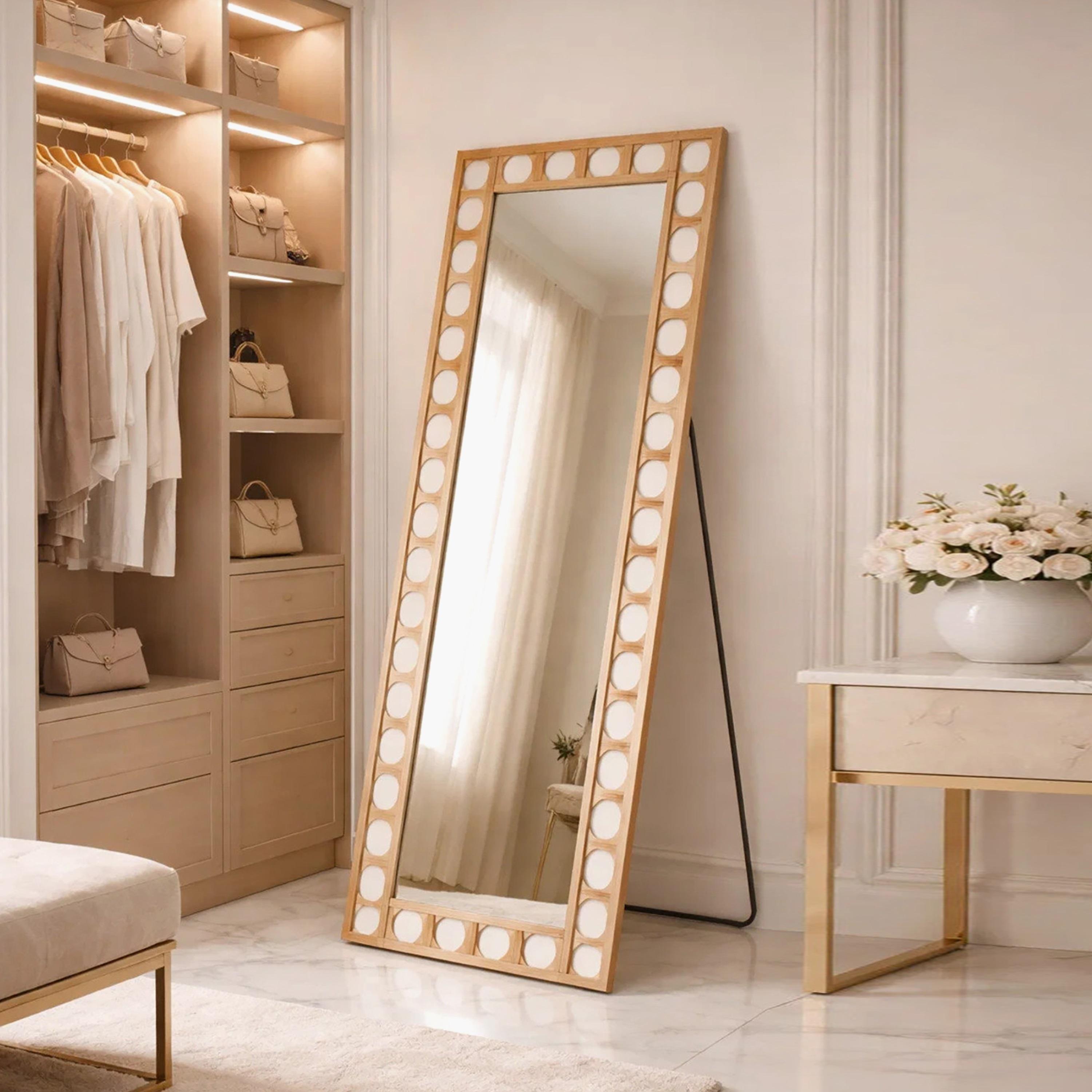 مرآة أرضية بإطار هندسي زجاجي بني من ماريا هومز-household-walldecorandmirrors-mirrors-wallmirrors-image-2