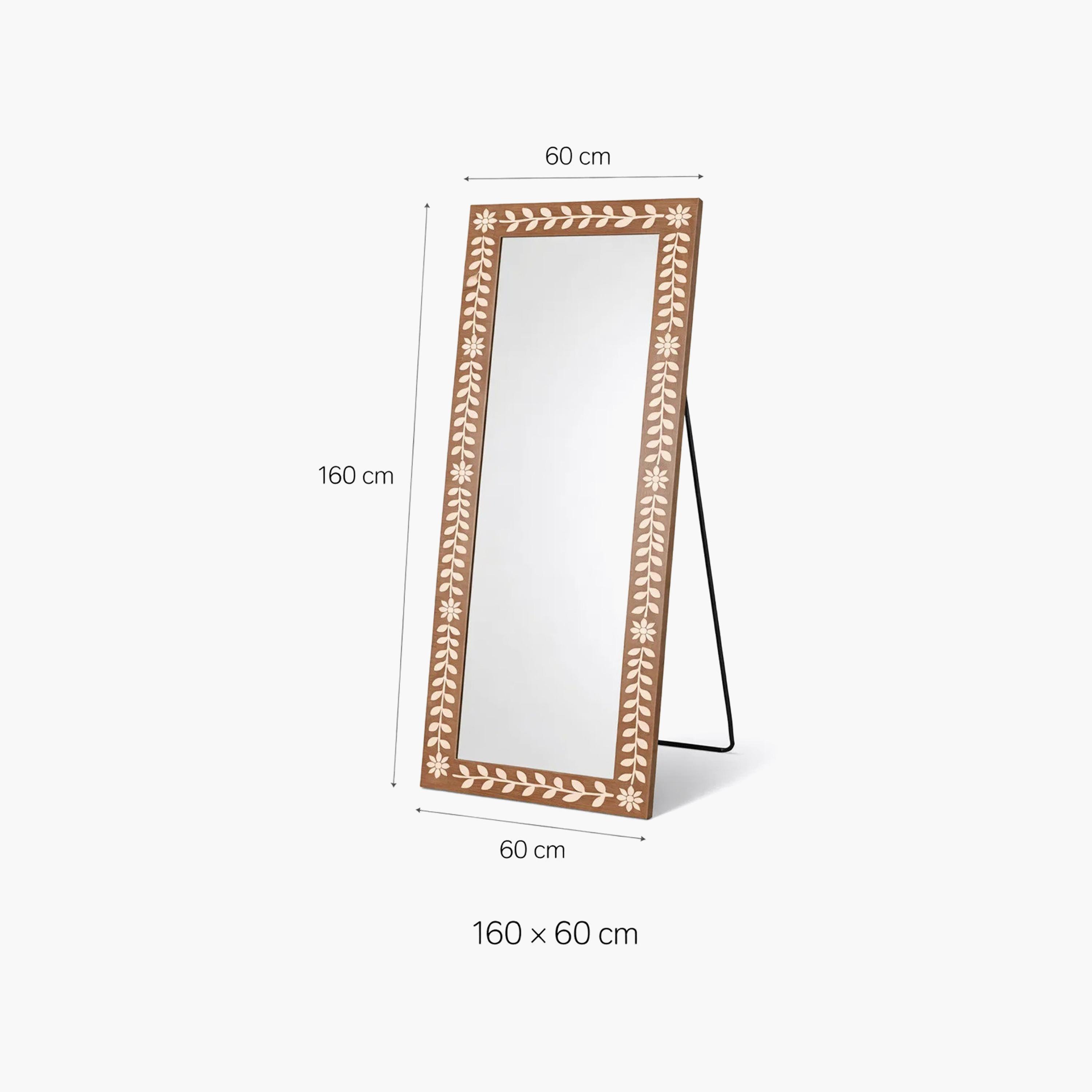 مرآة أرضية بإطار زجاجي بني بنقشة زهور من ماريا هومز-household-walldecorandmirrors-mirrors-wallmirrors-image-5