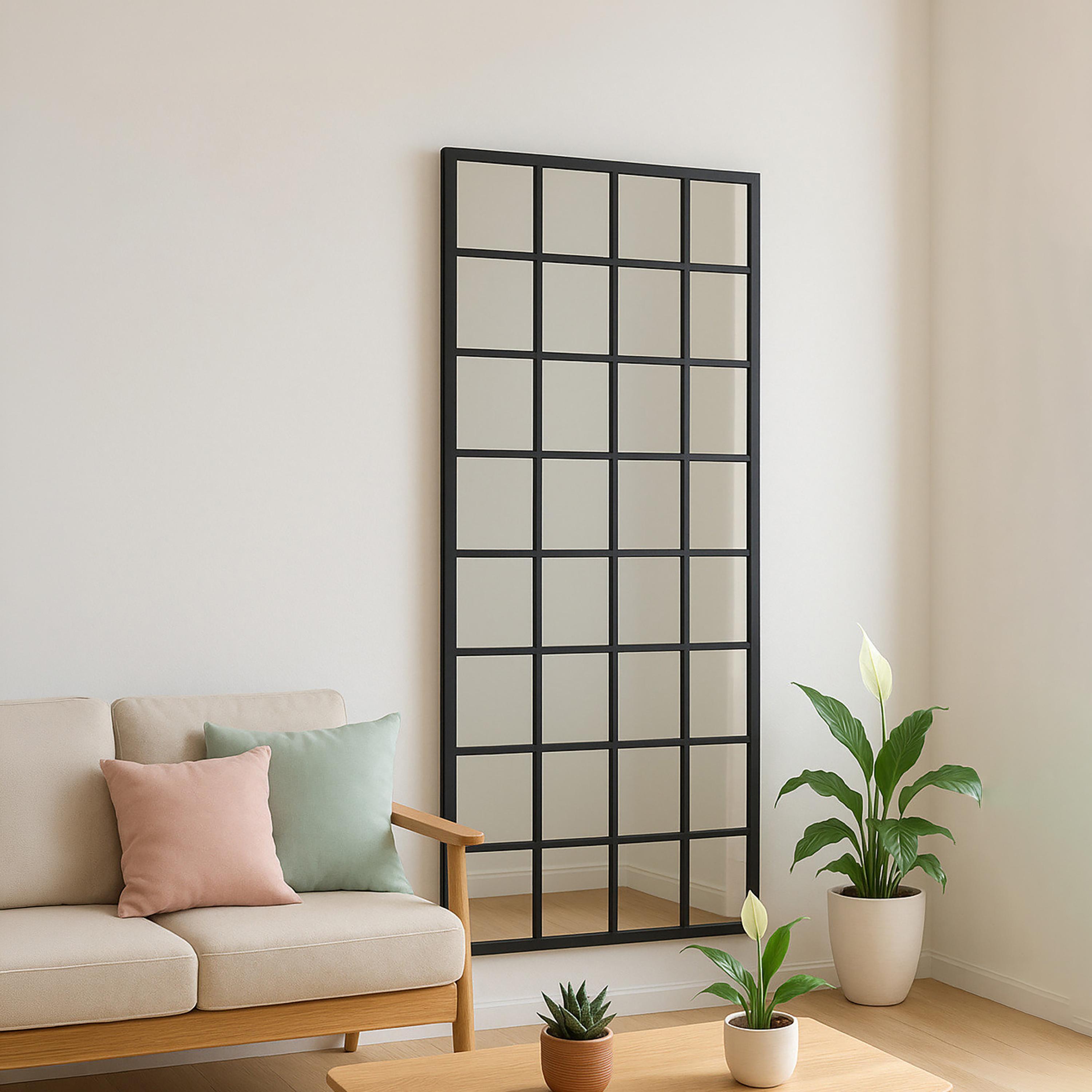 Maria Homes Glass Grid Frame Wall Mirror-household-walldecorandmirrors-mirrors-wallmirrors-image-1