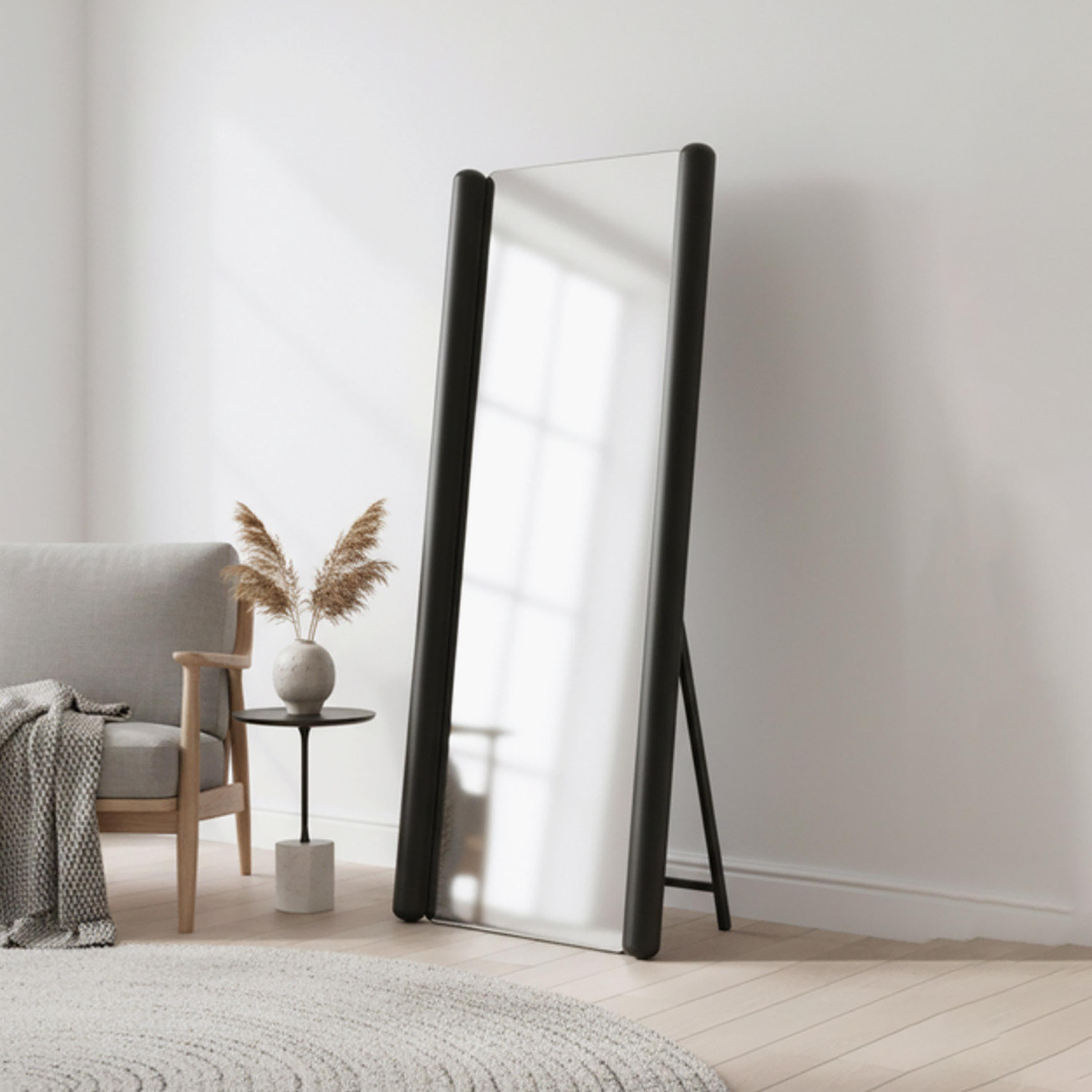 Maria Homes Black Glass Rectangular Floor Mirror-household-walldecorandmirrors-mirrors-wallmirrors-image-1