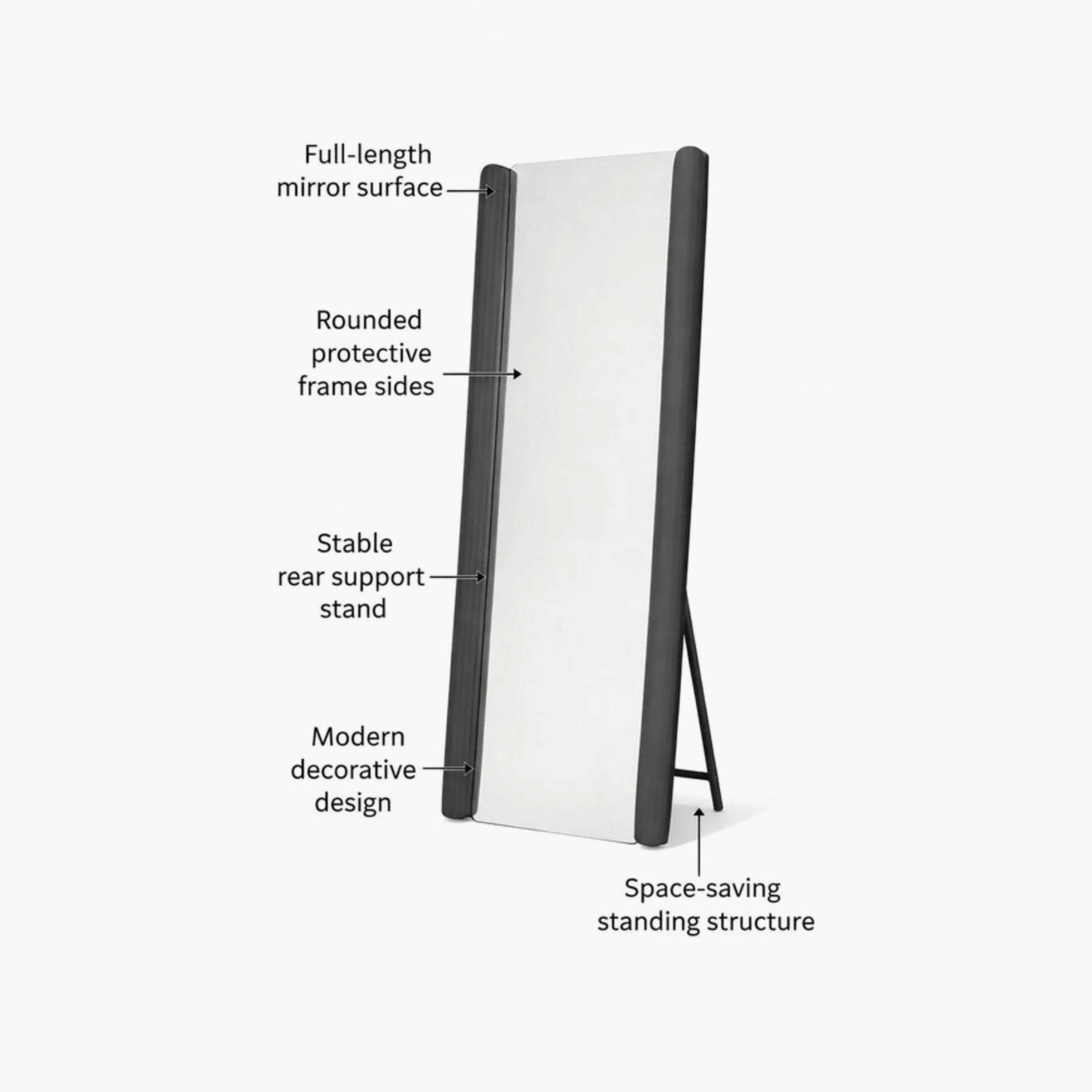 Maria Homes Black Glass Rectangular Floor Mirror-household-walldecorandmirrors-mirrors-wallmirrors-image-3