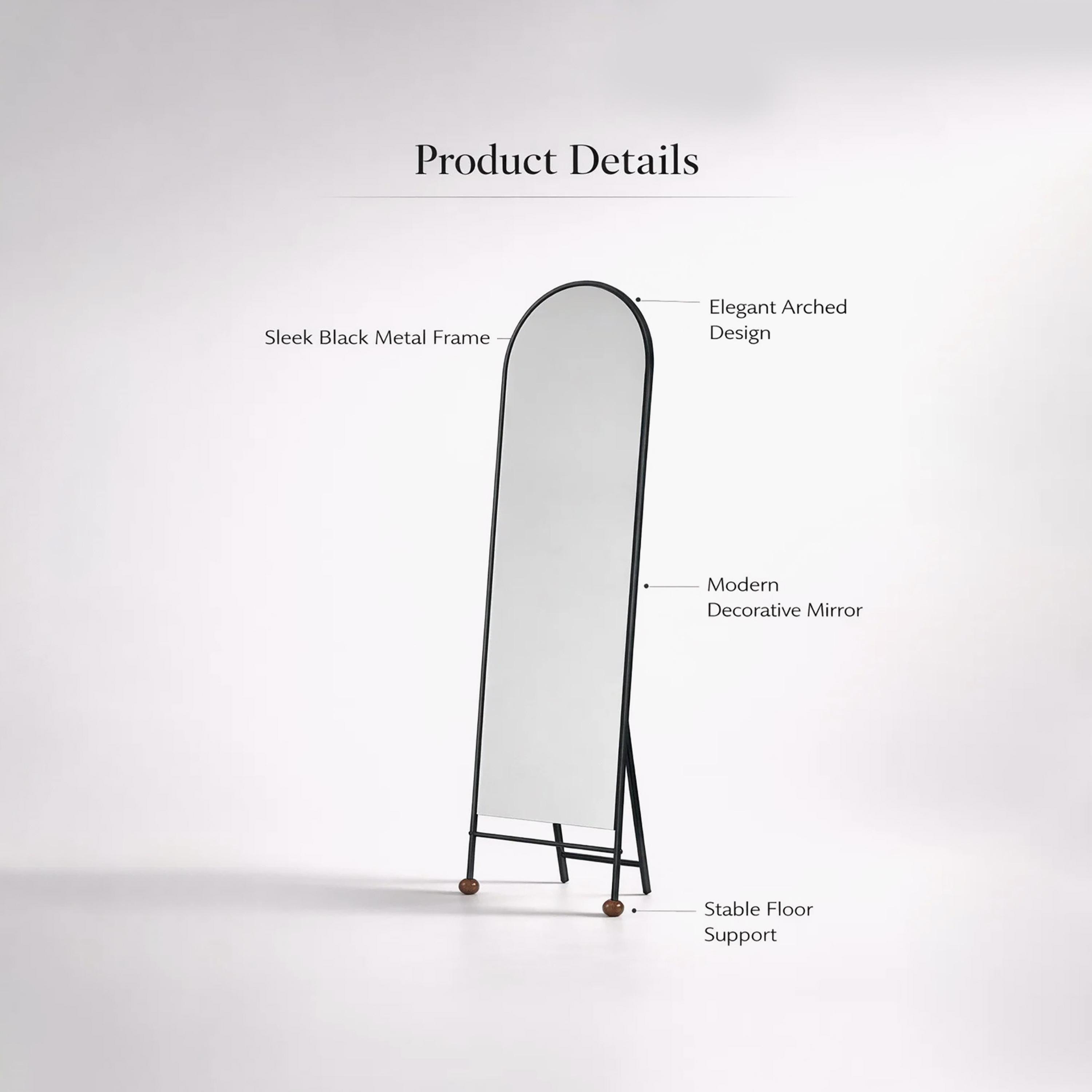 مرآة أرضية بإطار مقوس من الزجاج الأسود من ماريا هومز-household-walldecorandmirrors-mirrors-wallmirrors-image-4