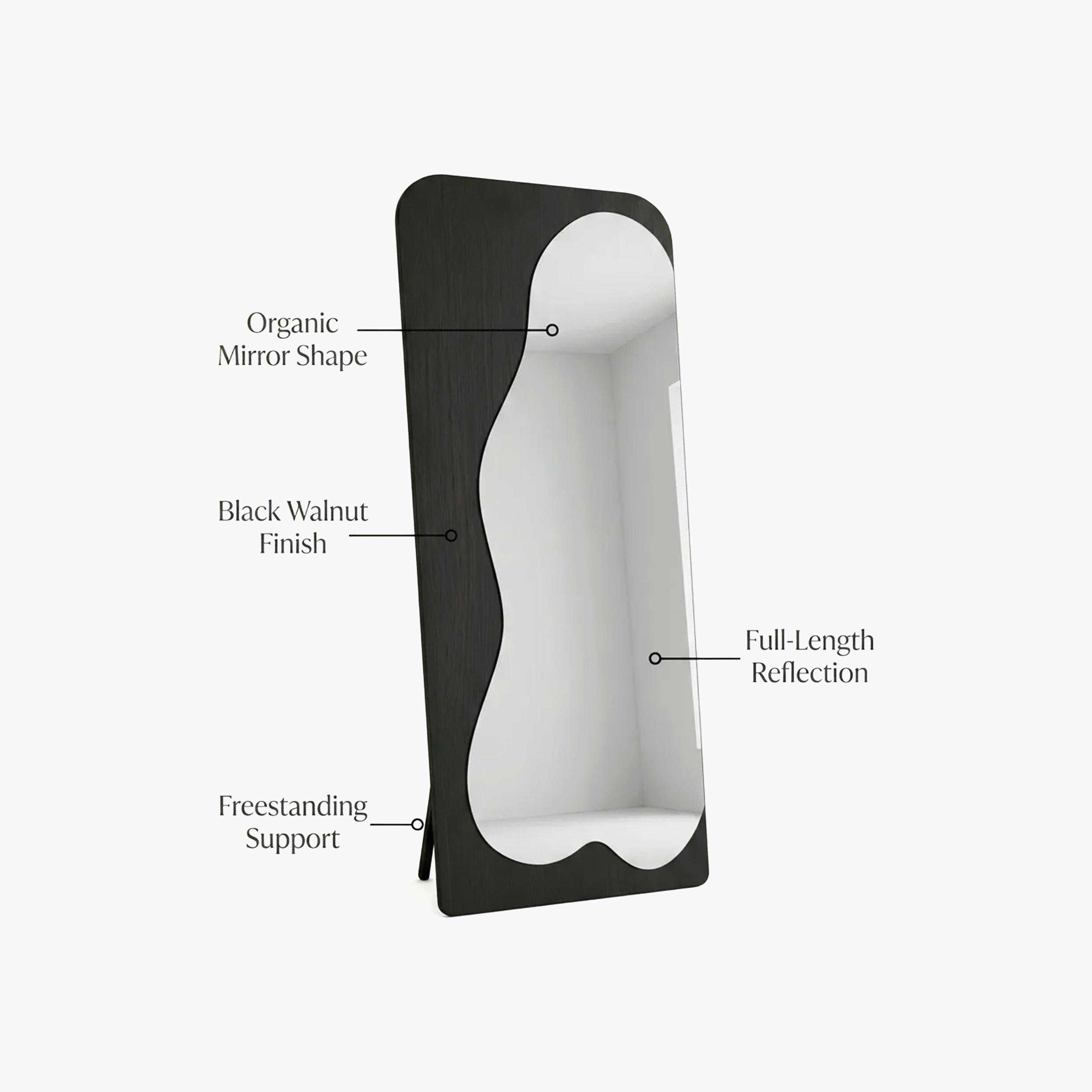 Maria Homes Black Glass Irregular-Shaped Floor Mirror-household-walldecorandmirrors-mirrors-wallmirrors-image-3