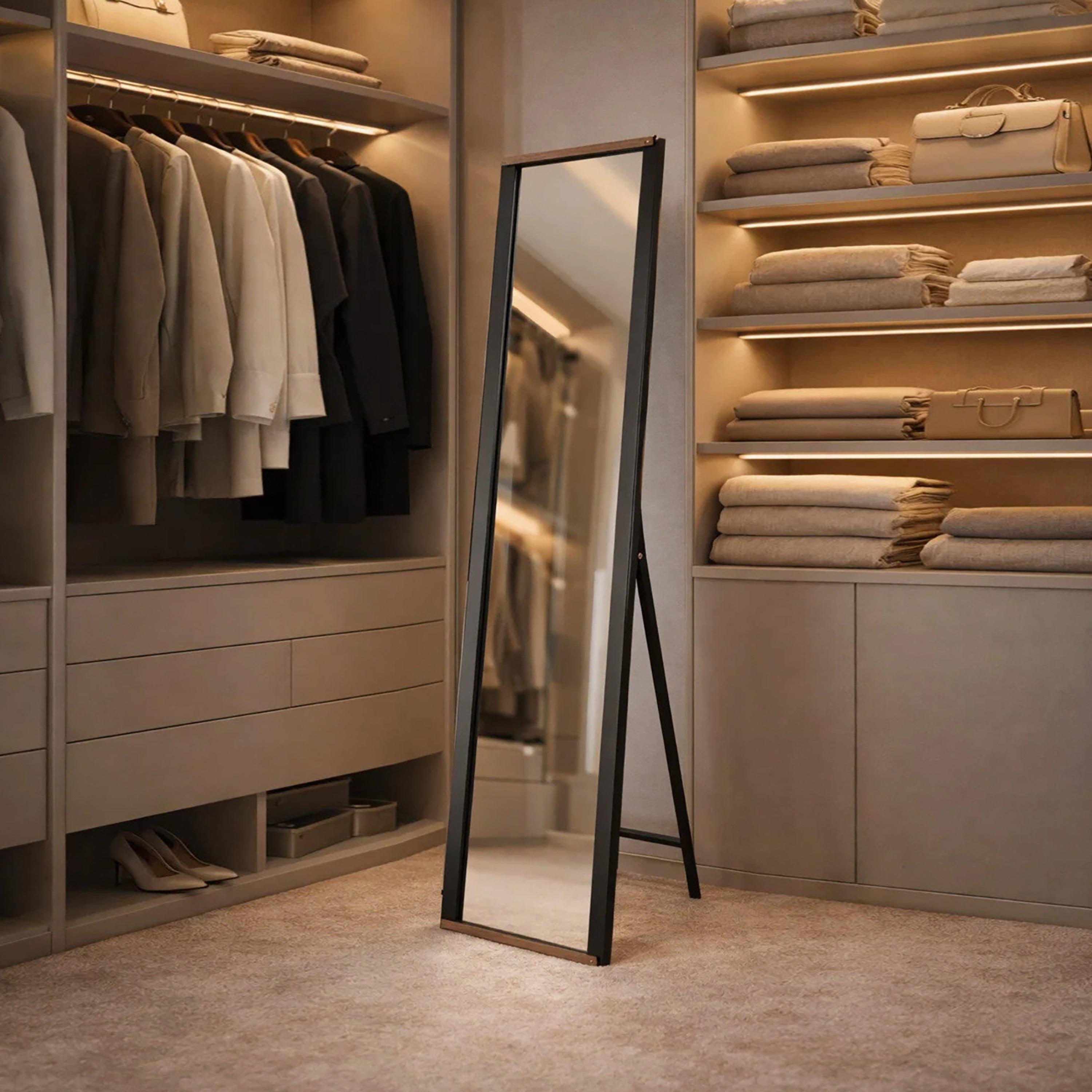 Maria Homes Black Glass Rectangular Floor Mirror-household-walldecorandmirrors-mirrors-wallmirrors-image-3