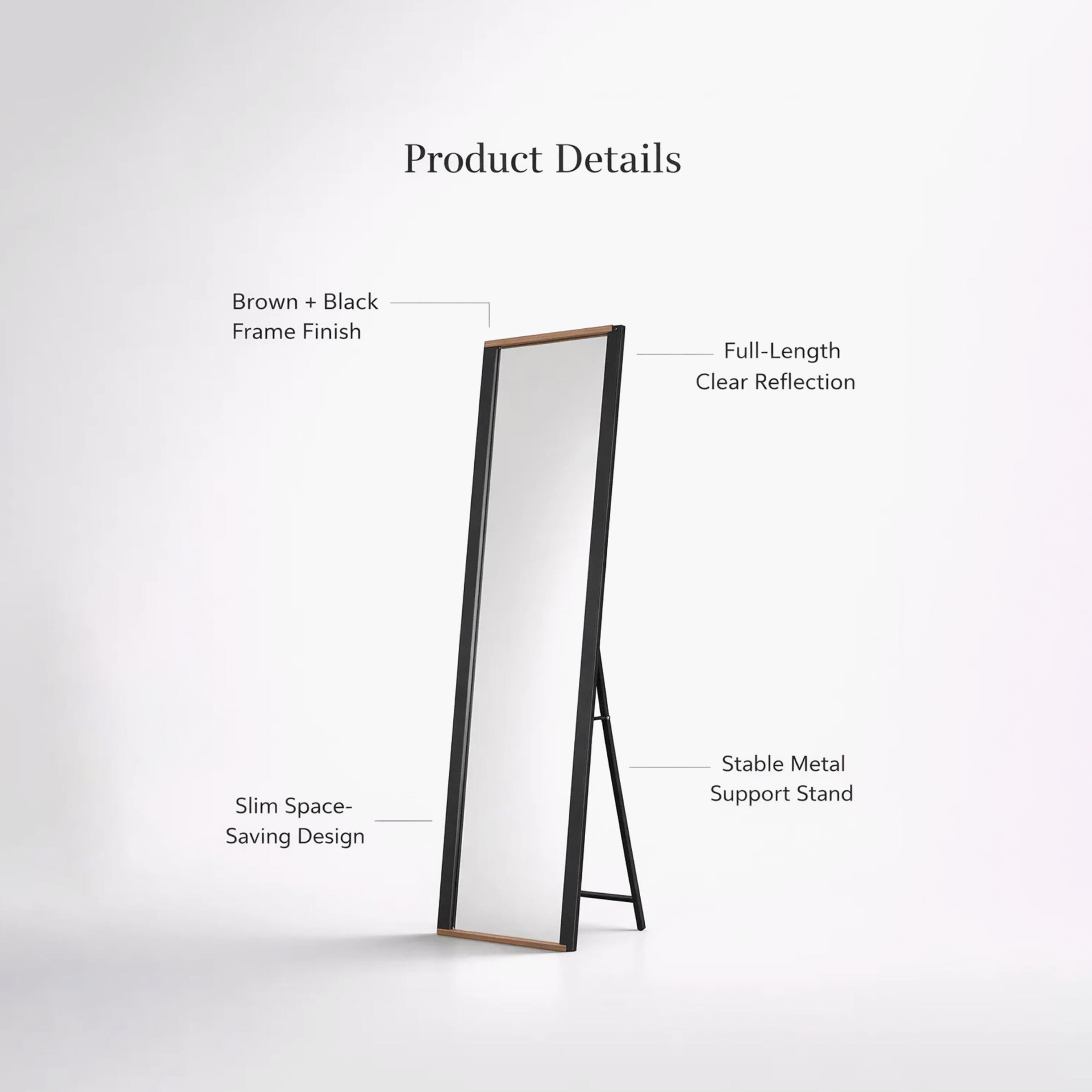 Maria Homes Black Glass Rectangular Floor Mirror-household-walldecorandmirrors-mirrors-wallmirrors-image-4