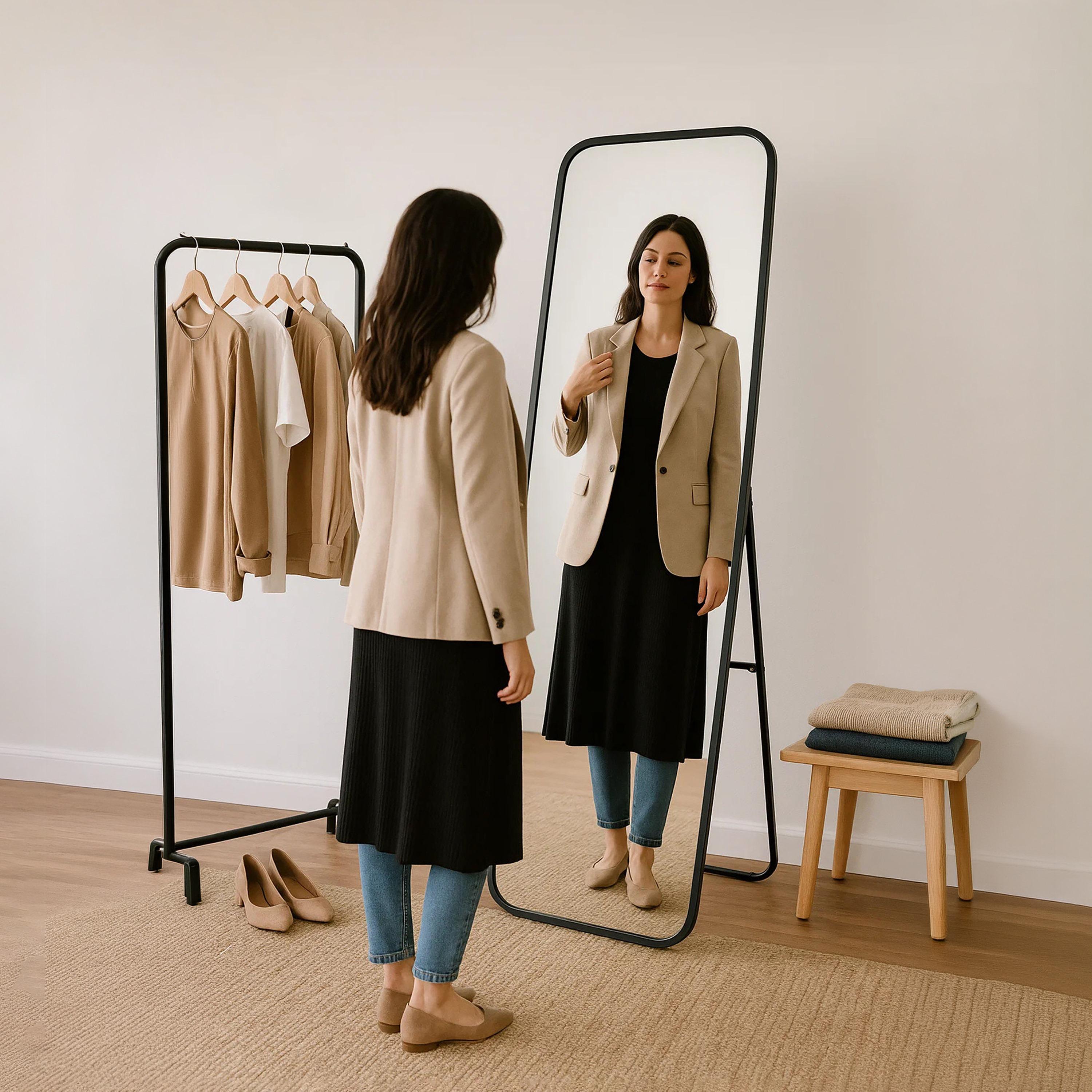 مرآة أرضية مستديرة زجاجية سوداء من ماريا هومز-household-walldecorandmirrors-mirrors-wallmirrors-image-3