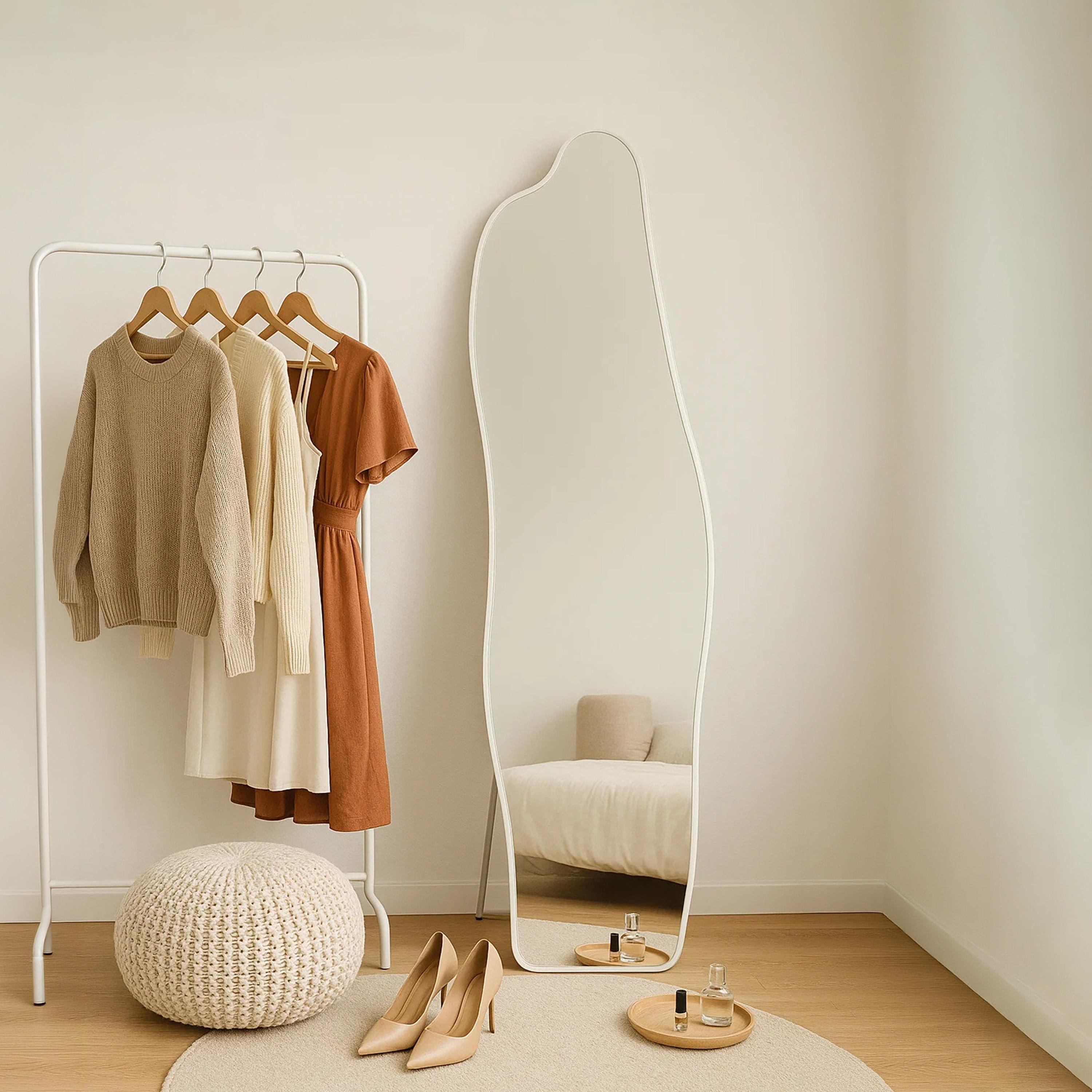 Maria Homes White Glass Wavy Frame Floor Mirror-household-walldecorandmirrors-mirrors-wallmirrors-image-1