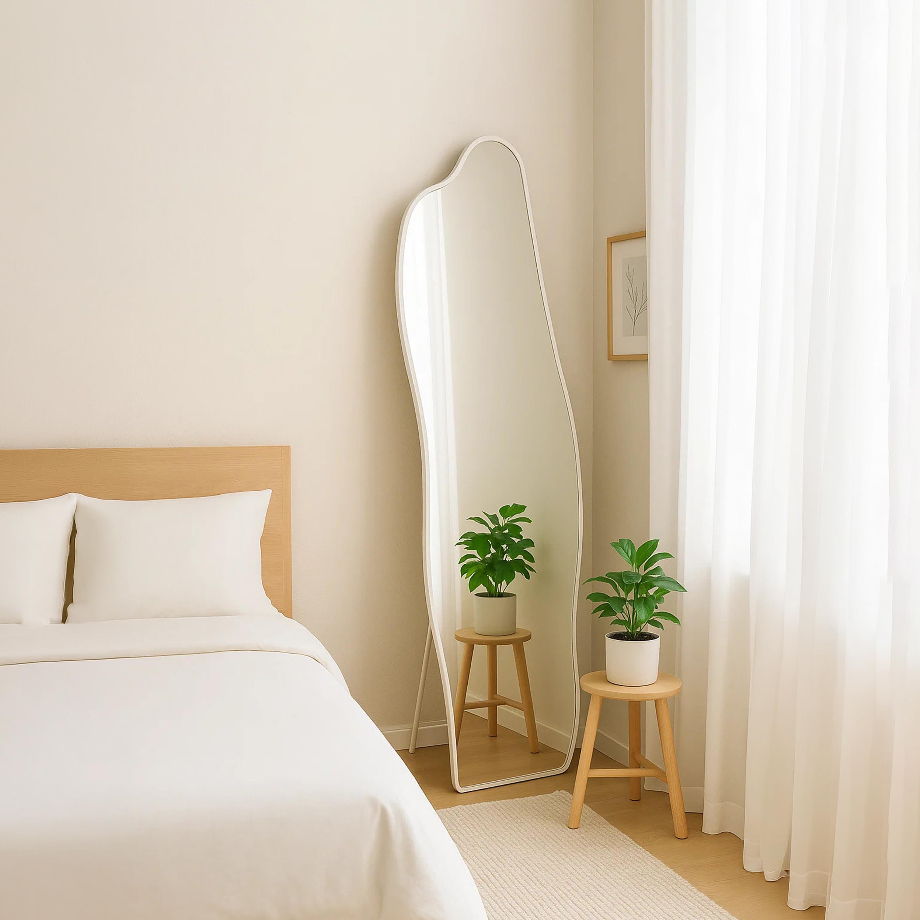 Maria Homes White Glass Wavy Frame Floor Mirror-household-walldecorandmirrors-mirrors-wallmirrors-image-2