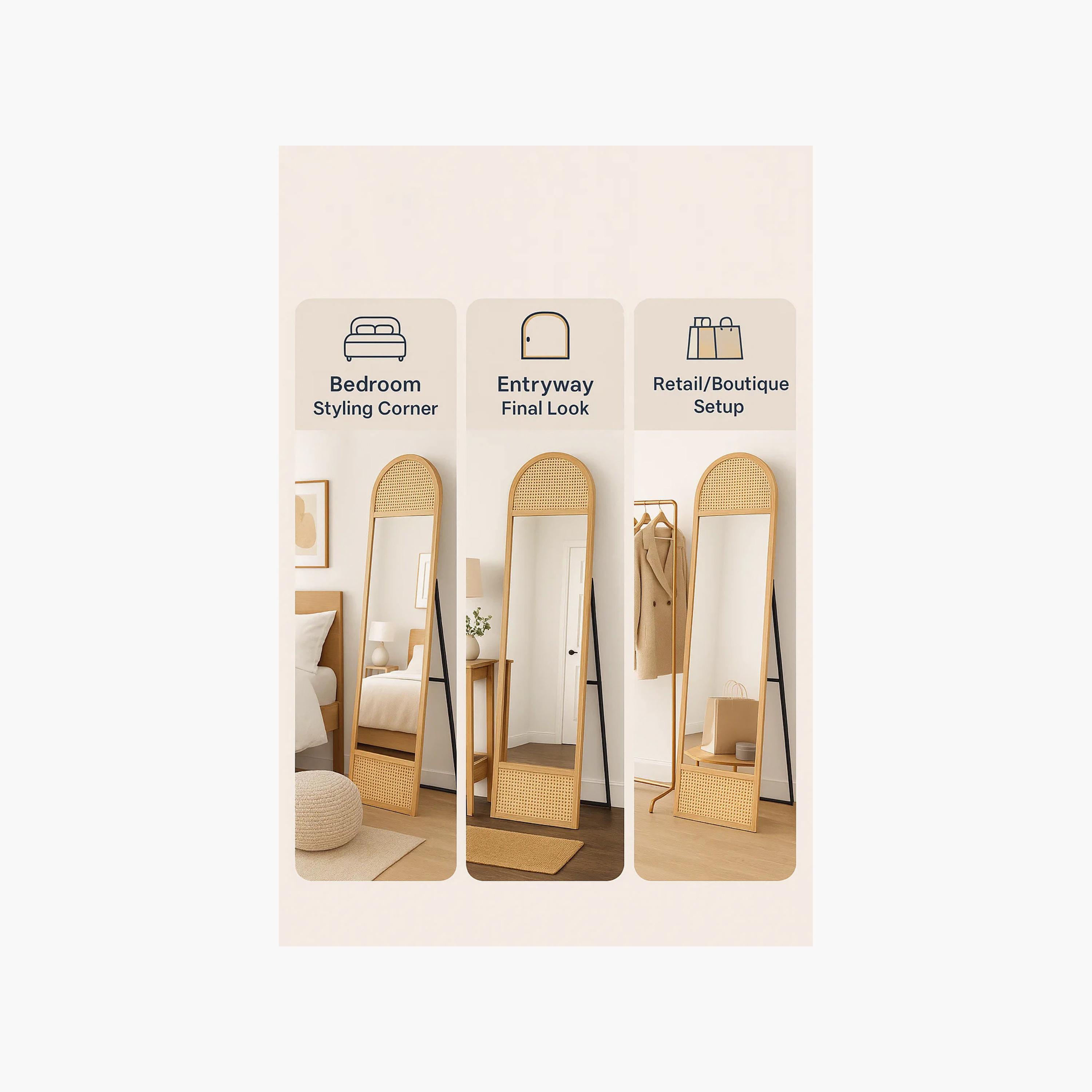 Maria Homes Glass Rattan Accent Floor Mirror-household-walldecorandmirrors-mirrors-wallmirrors-image-4