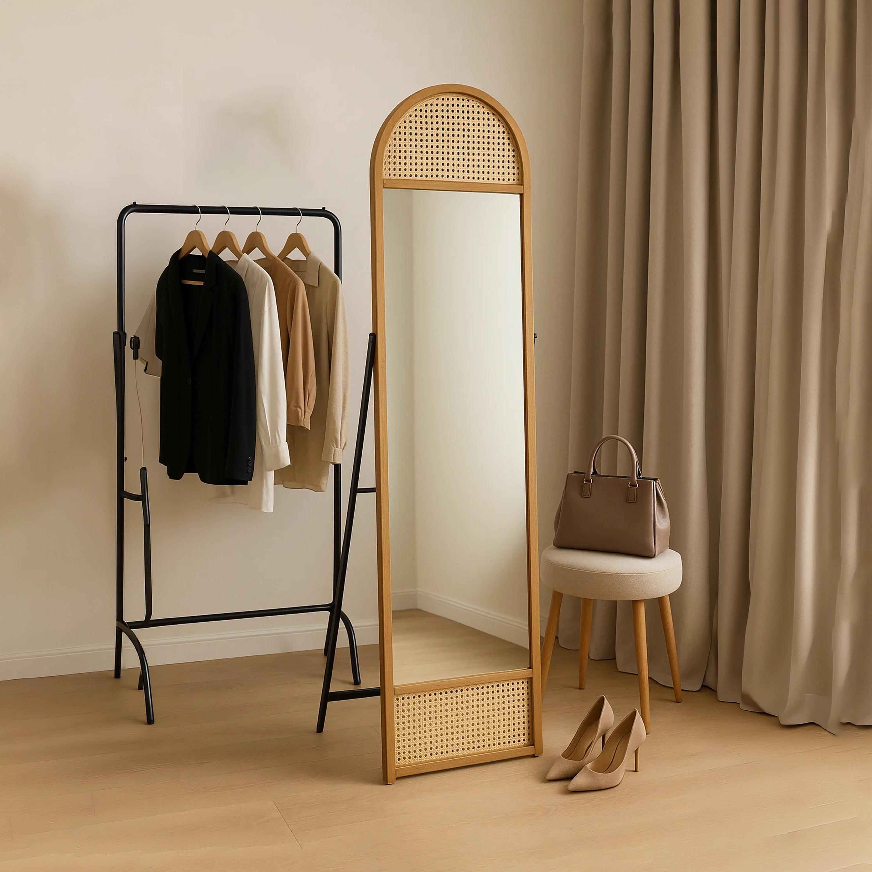 مرآة أرضية بإطار خشب الروطان وزجاج بني من ماريا هومز-household-walldecorandmirrors-mirrors-wallmirrors-image-2