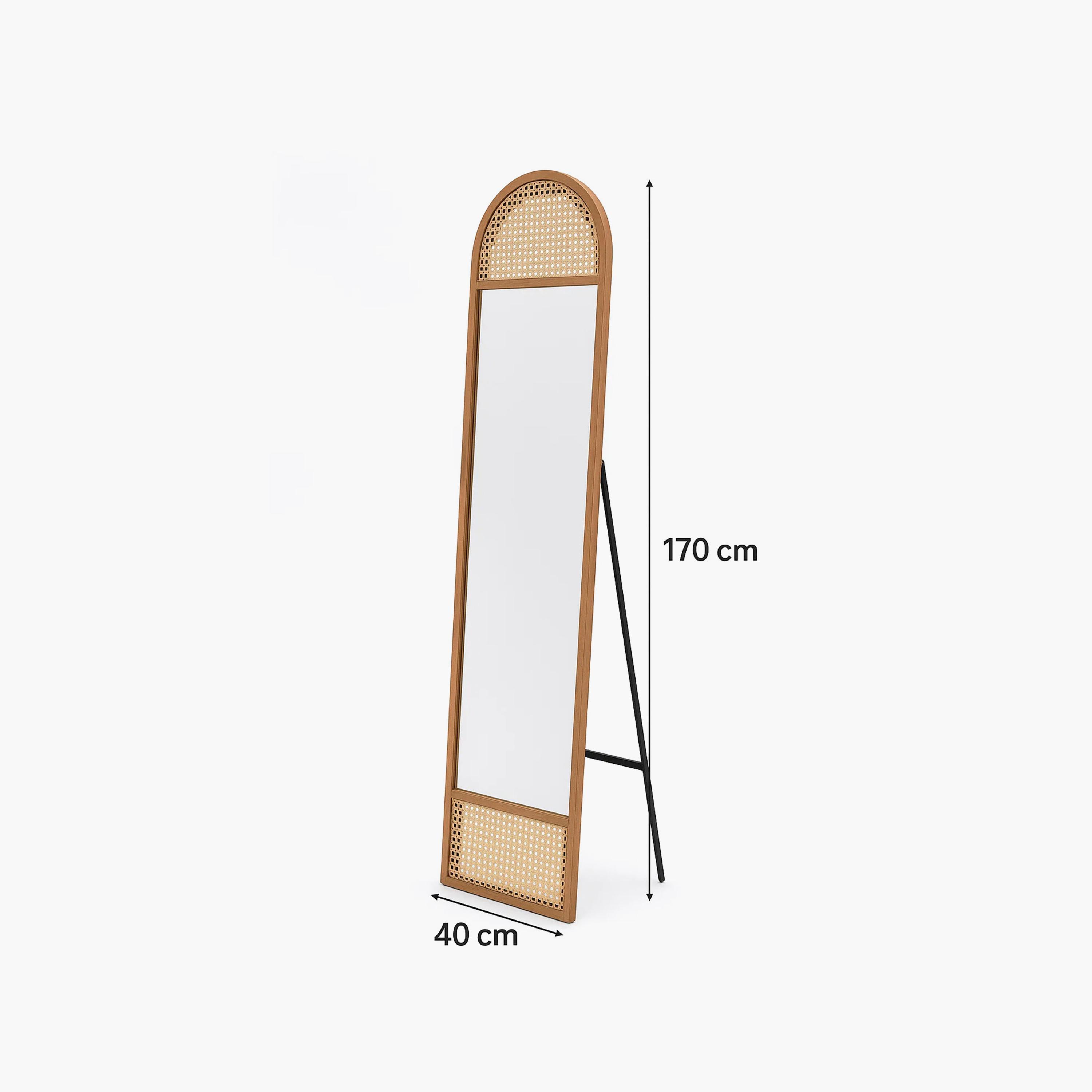 مرآة أرضية بإطار خشب الروطان وزجاج بني من ماريا هومز-household-walldecorandmirrors-mirrors-wallmirrors-image-6