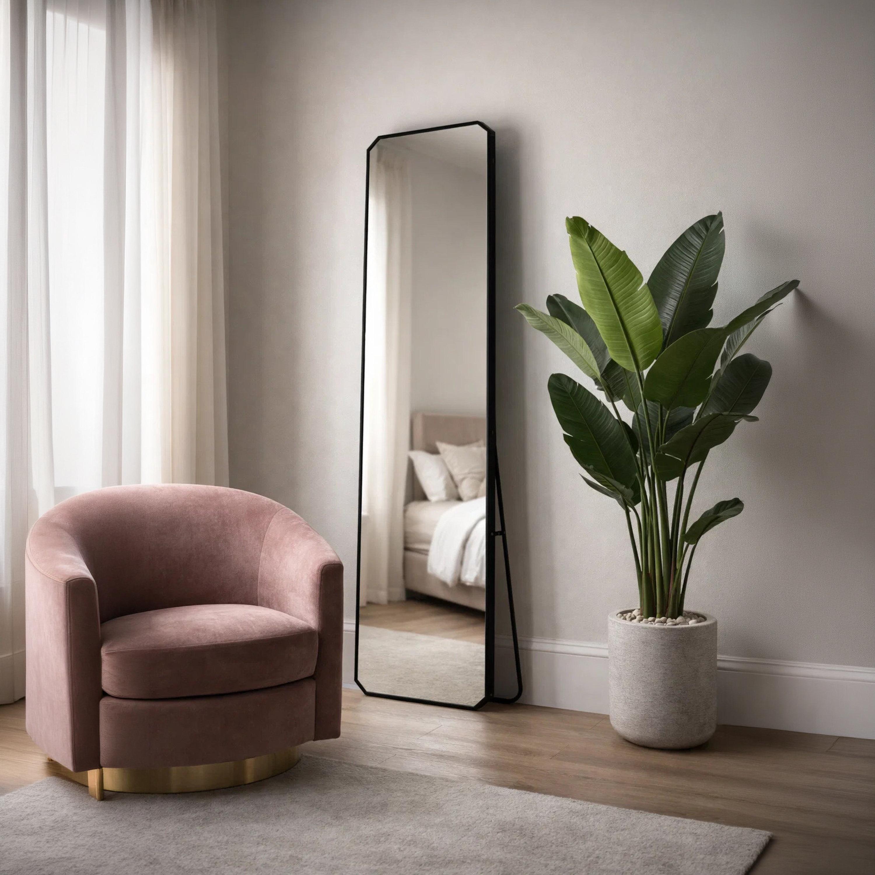 مرآة أرضية مستطيلة زجاجية سوداء من ماريا هومز-household-walldecorandmirrors-mirrors-wallmirrors-image-1