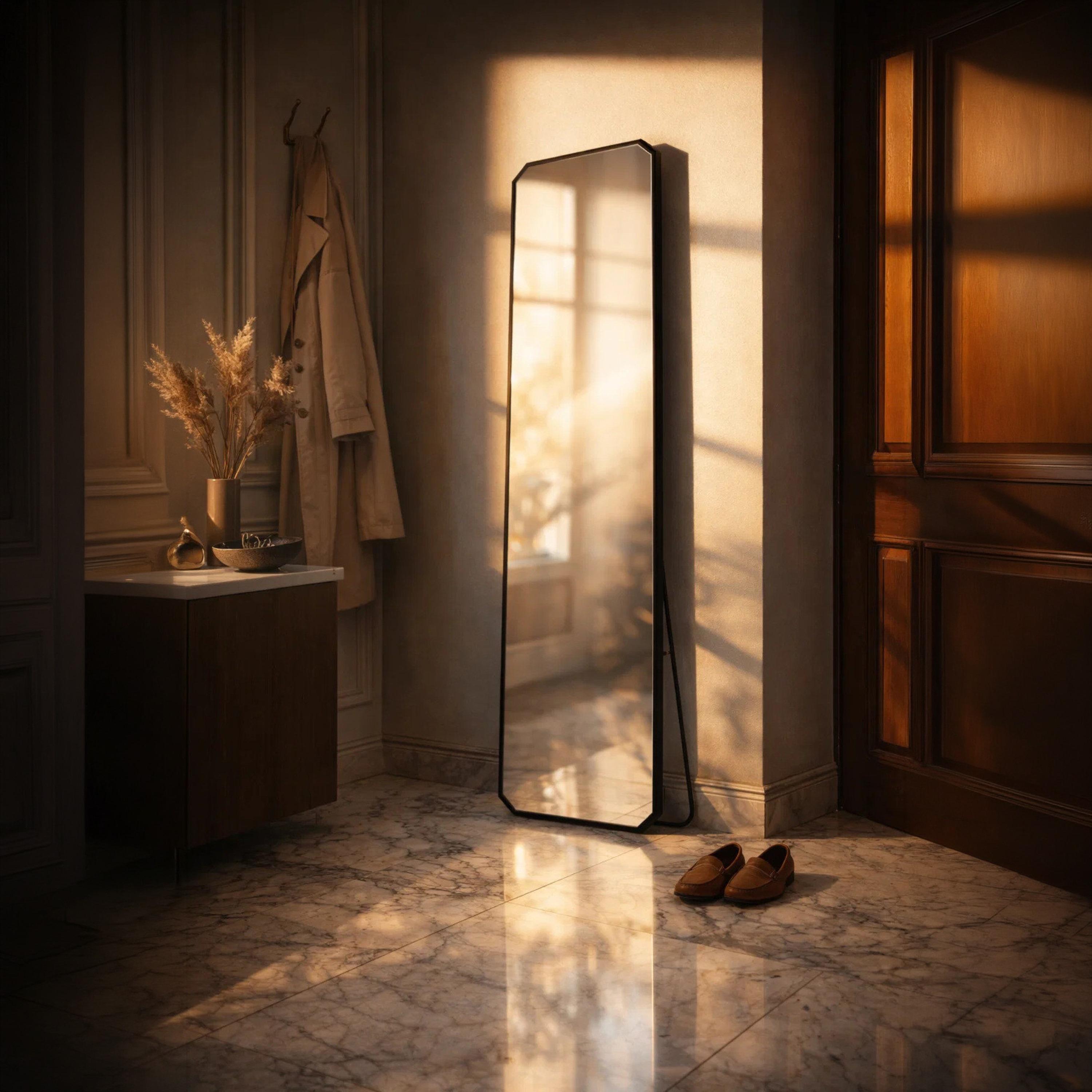مرآة أرضية مستطيلة زجاجية سوداء من ماريا هومز-household-walldecorandmirrors-mirrors-wallmirrors-image-2