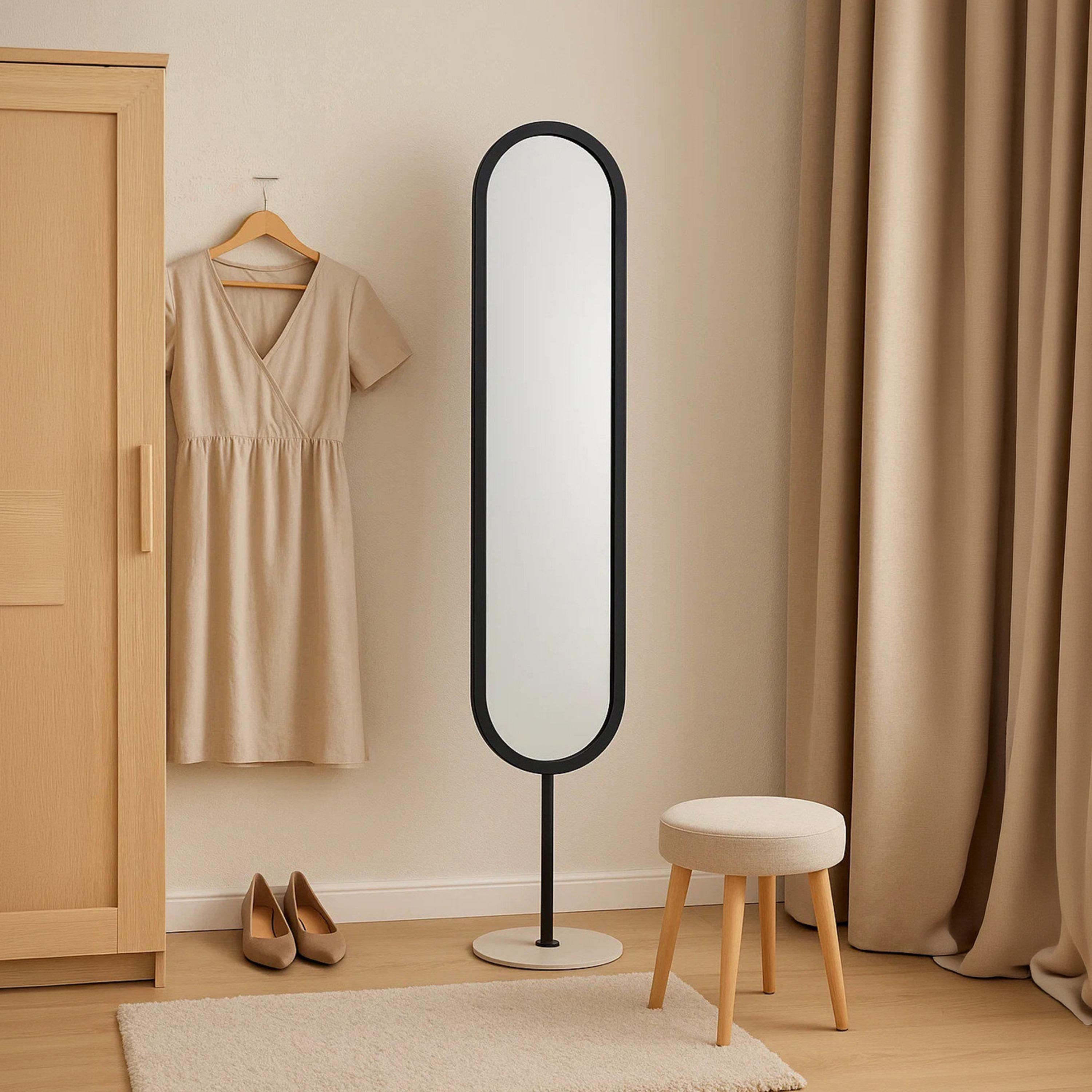 مرآة أرضية بيضاوية زجاجية سوداء من ماريا هومز-household-walldecorandmirrors-mirrors-wallmirrors-image-3