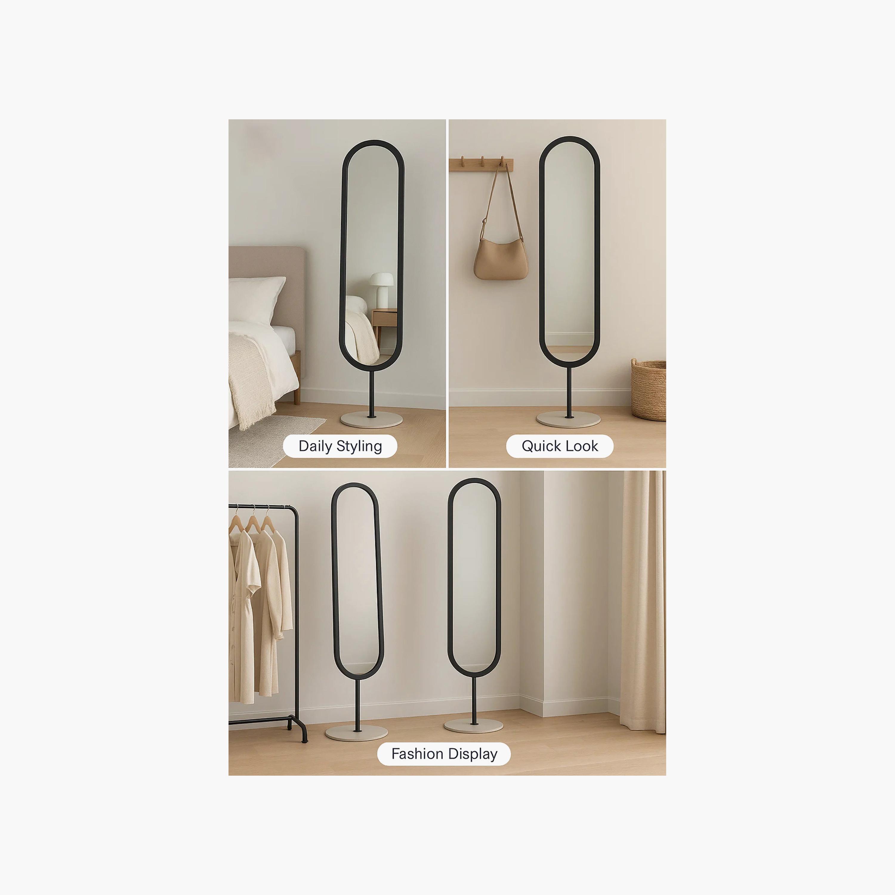 مرآة أرضية بيضاوية زجاجية سوداء من ماريا هومز-household-walldecorandmirrors-mirrors-wallmirrors-image-4