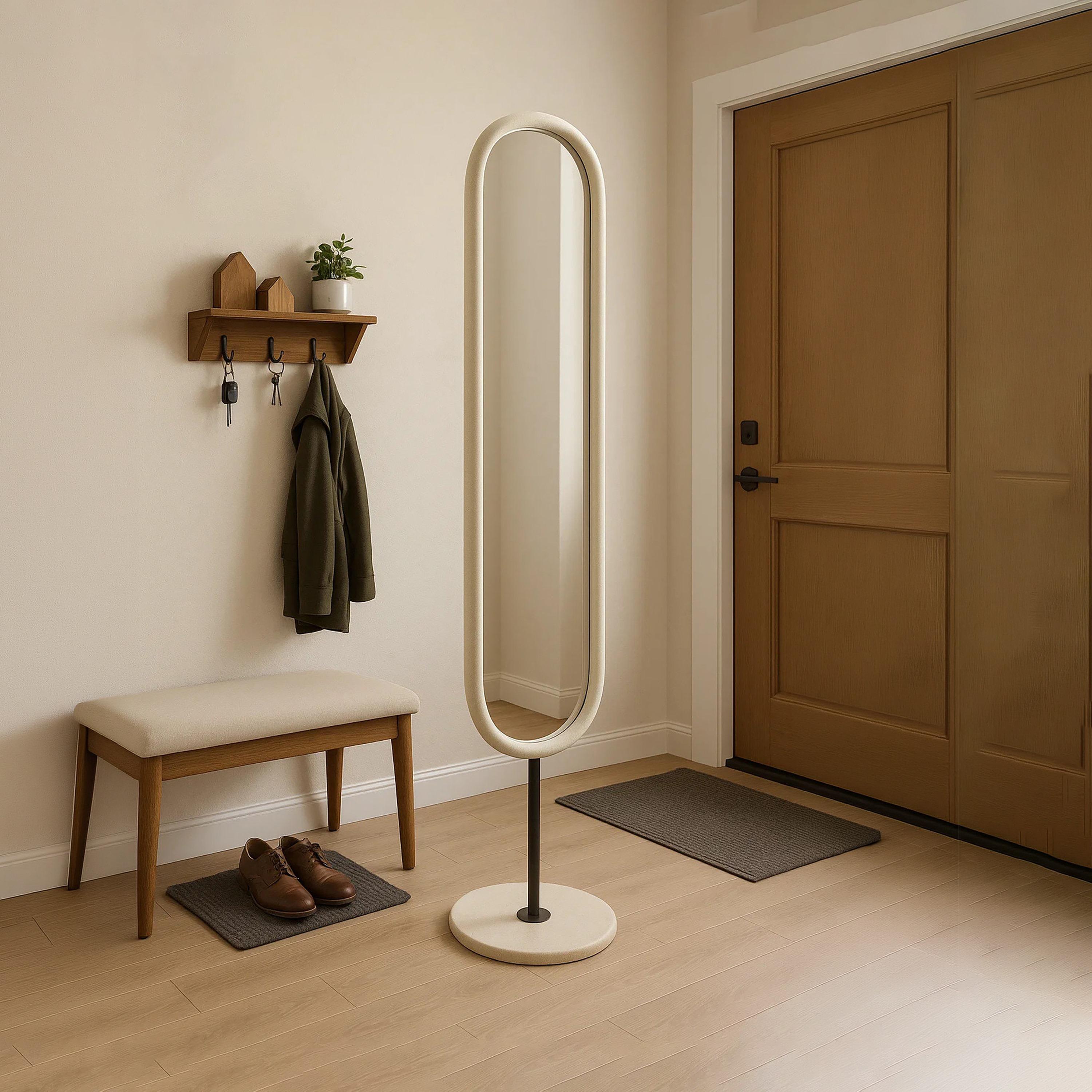مرآة أرضية بيضاوية زجاجية بلون أبيض من ماريا هومز-household-walldecorandmirrors-mirrors-wallmirrors-image-3