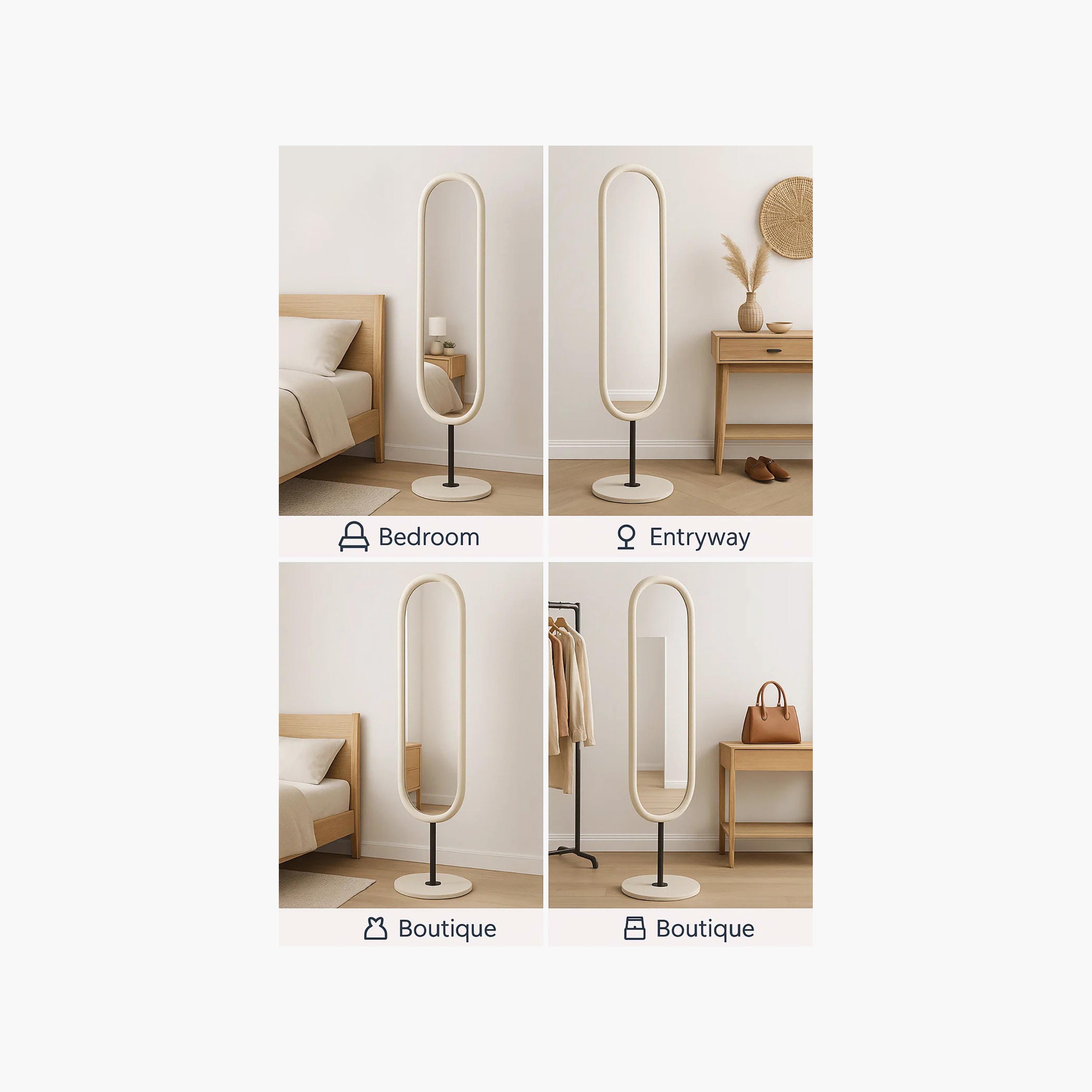 مرآة أرضية بيضاوية زجاجية بلون أبيض من ماريا هومز-household-walldecorandmirrors-mirrors-wallmirrors-image-4