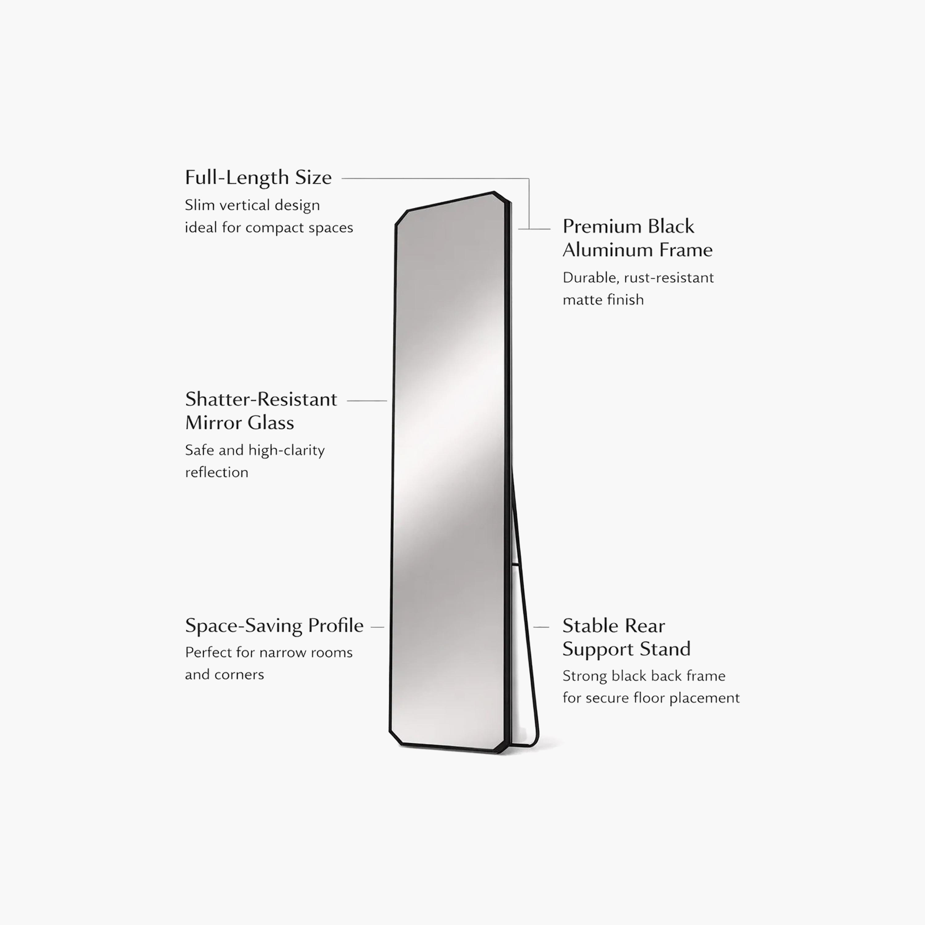Maria Homes Glass Rectangular Floor Mirror-household-walldecorandmirrors-mirrors-wallmirrors-image-3