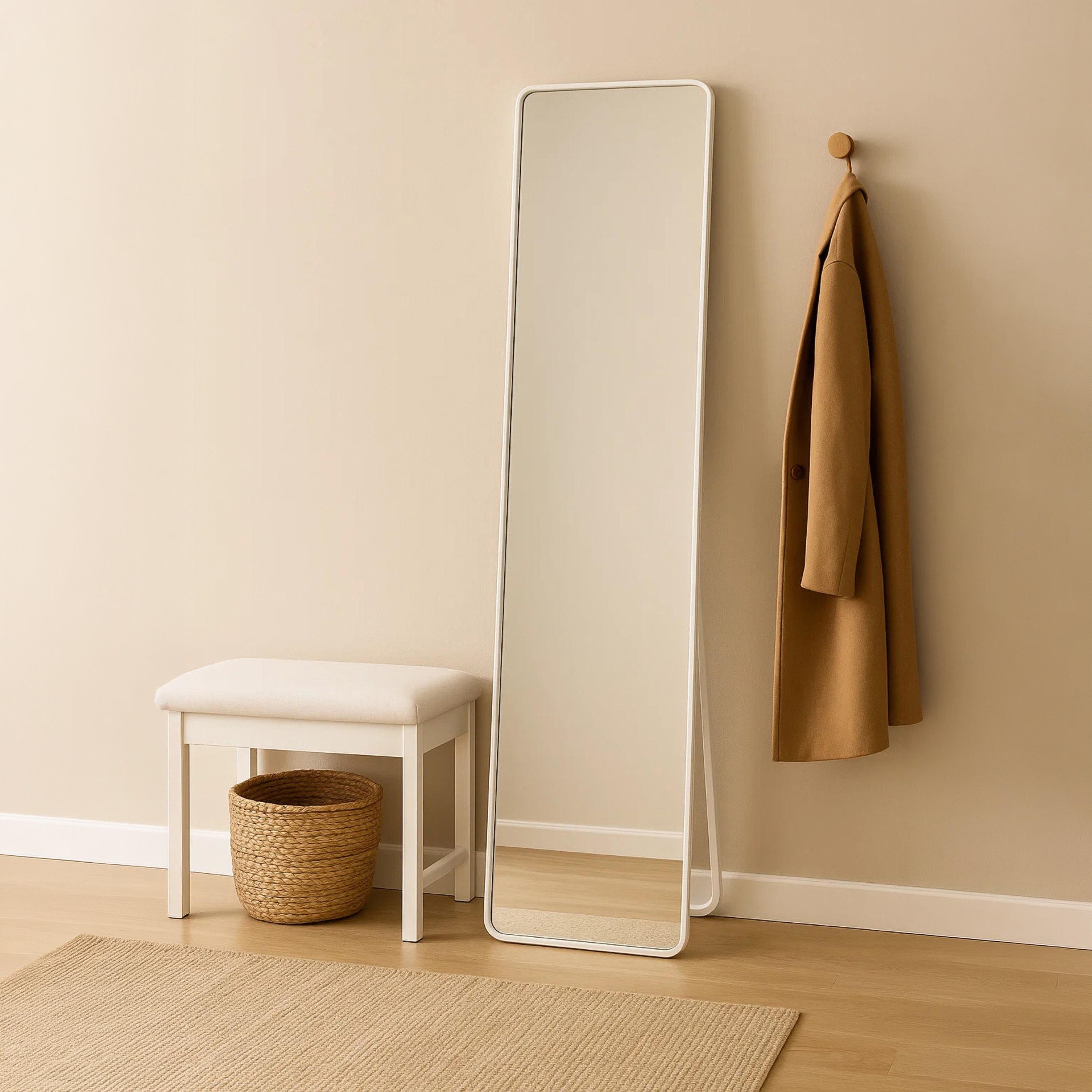 Maria Homes White Glass Rectangular Floor Mirror-household-walldecorandmirrors-mirrors-wallmirrors-image-1