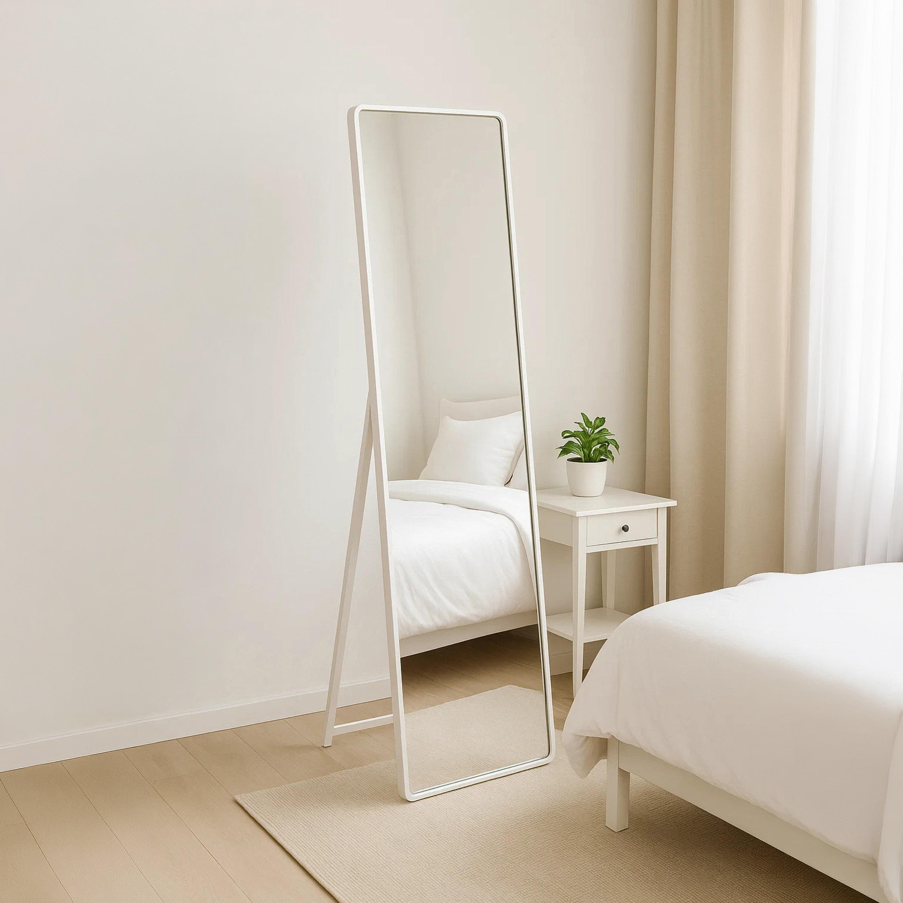 Maria Homes White Glass Rectangular Floor Mirror-household-walldecorandmirrors-mirrors-wallmirrors-image-2