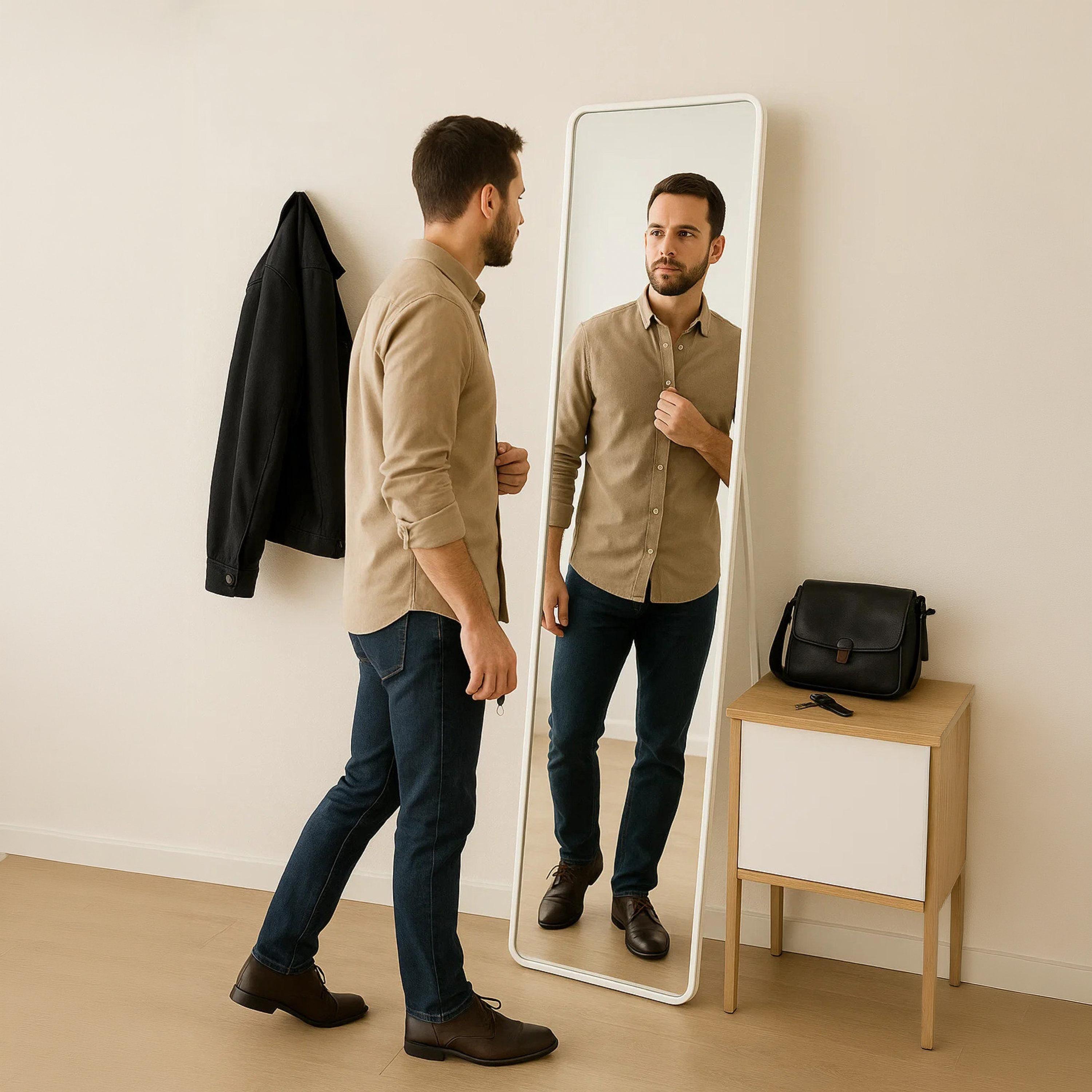 Maria Homes White Glass Rectangular Floor Mirror-household-walldecorandmirrors-mirrors-wallmirrors-image-3