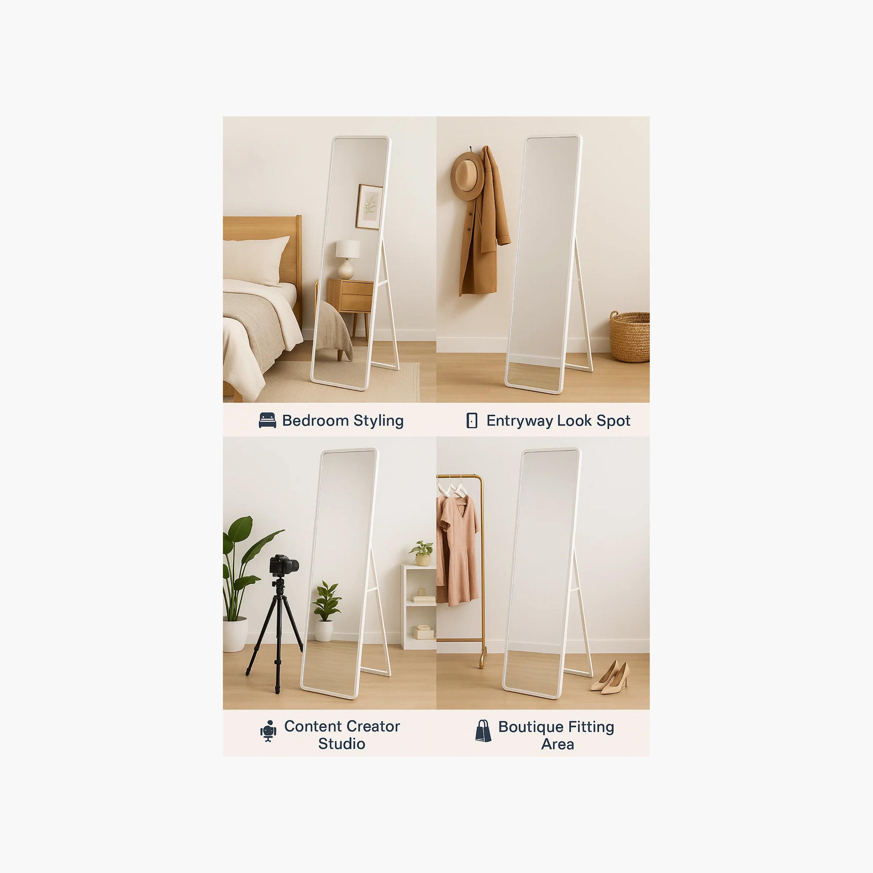Maria Homes White Glass Rectangular Floor Mirror-household-walldecorandmirrors-mirrors-wallmirrors-image-4