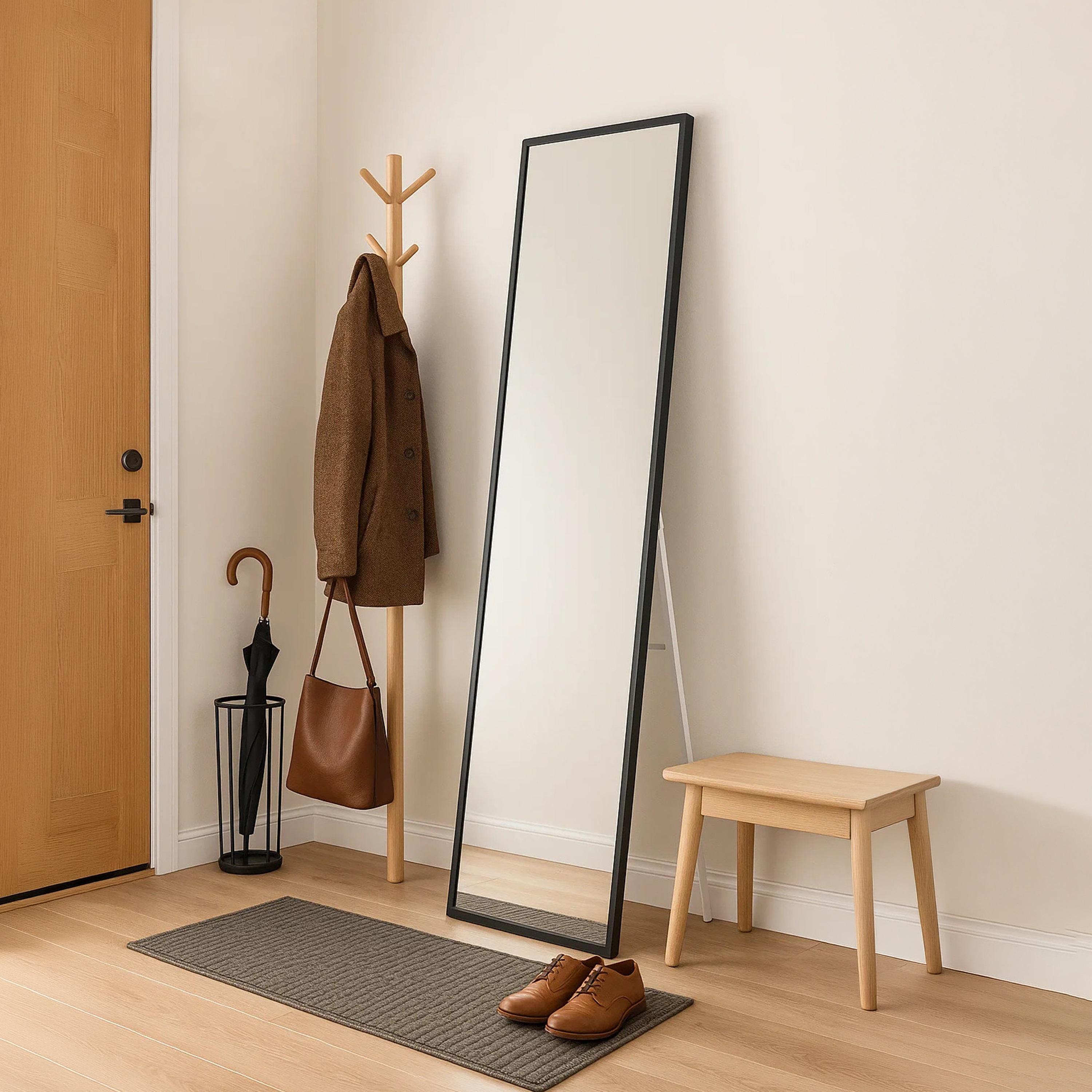 Maria Homes Black Glass Rectangular Floor Mirror-household-walldecorandmirrors-mirrors-wallmirrors-image-2