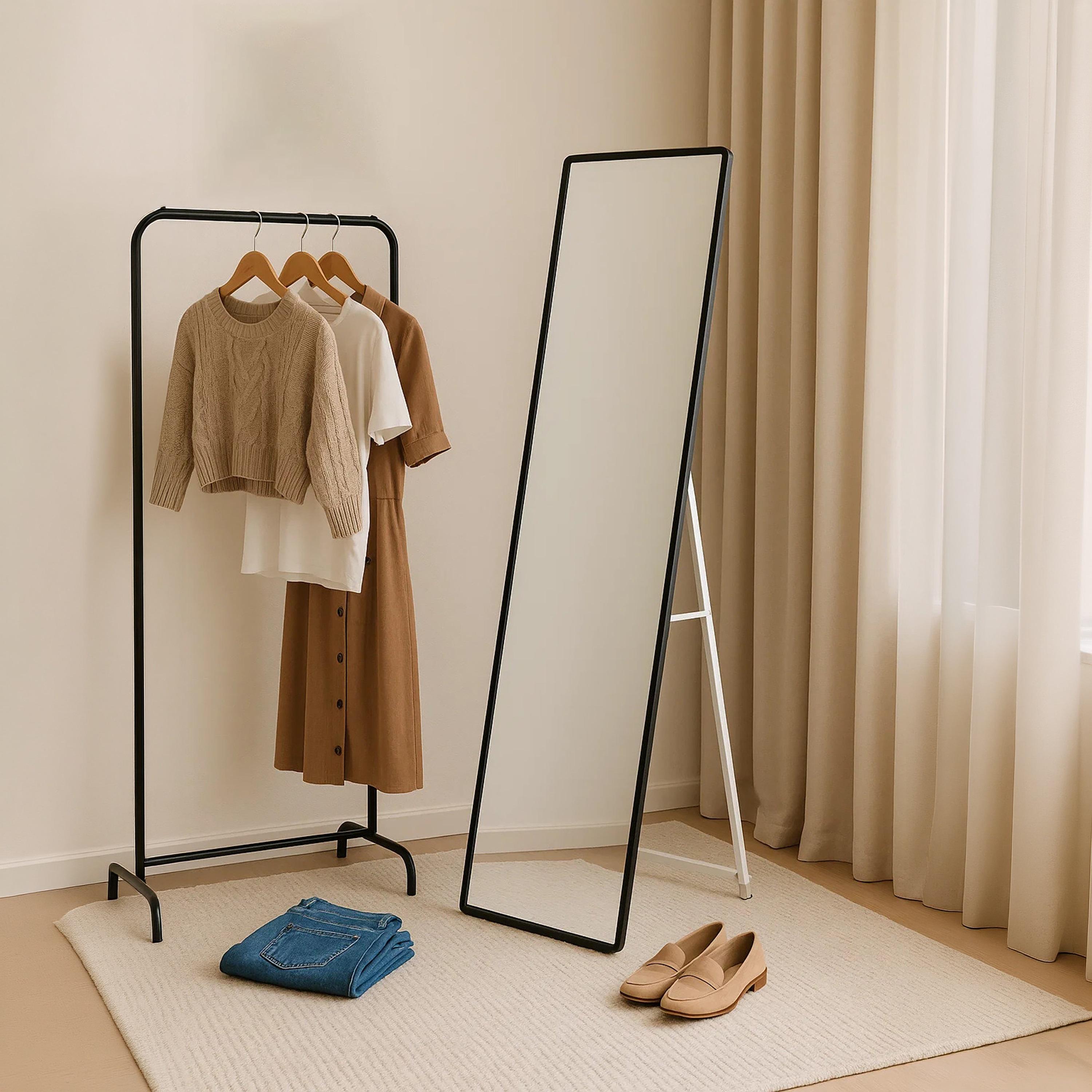 Maria Homes Black Glass Rectangular Floor Mirror-household-walldecorandmirrors-mirrors-wallmirrors-image-3