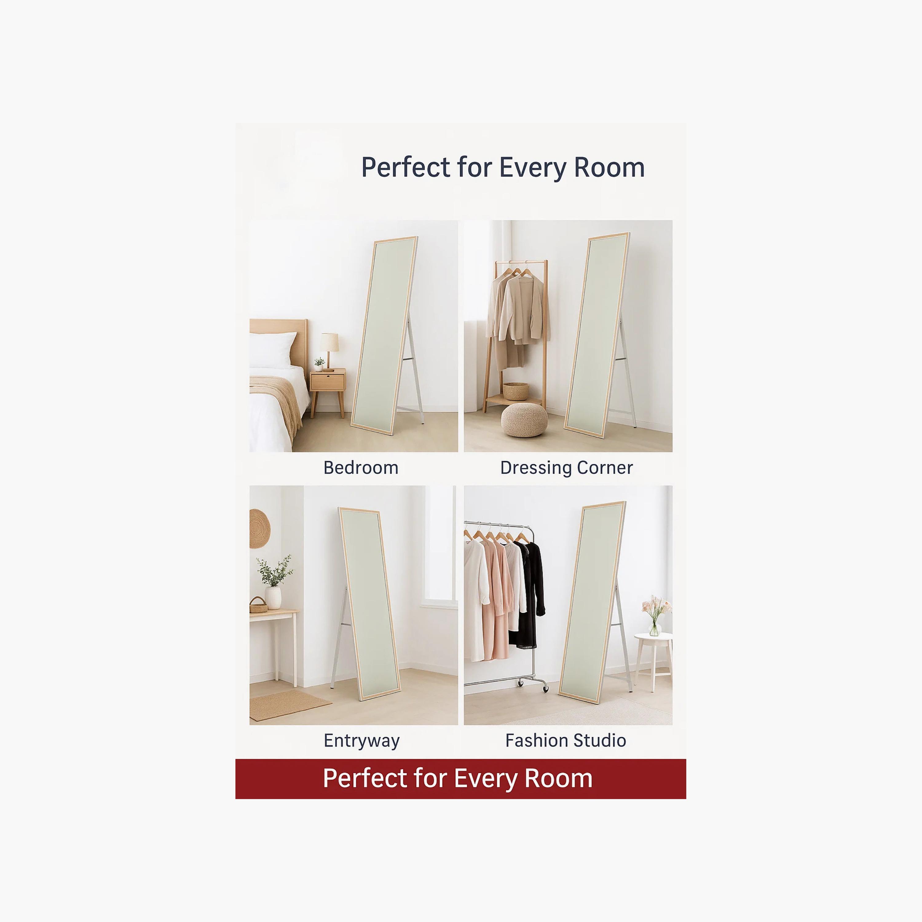 مرآة أرضية مستطيلة زجاجية بني من ماريا هومز-household-walldecorandmirrors-mirrors-wallmirrors-image-4