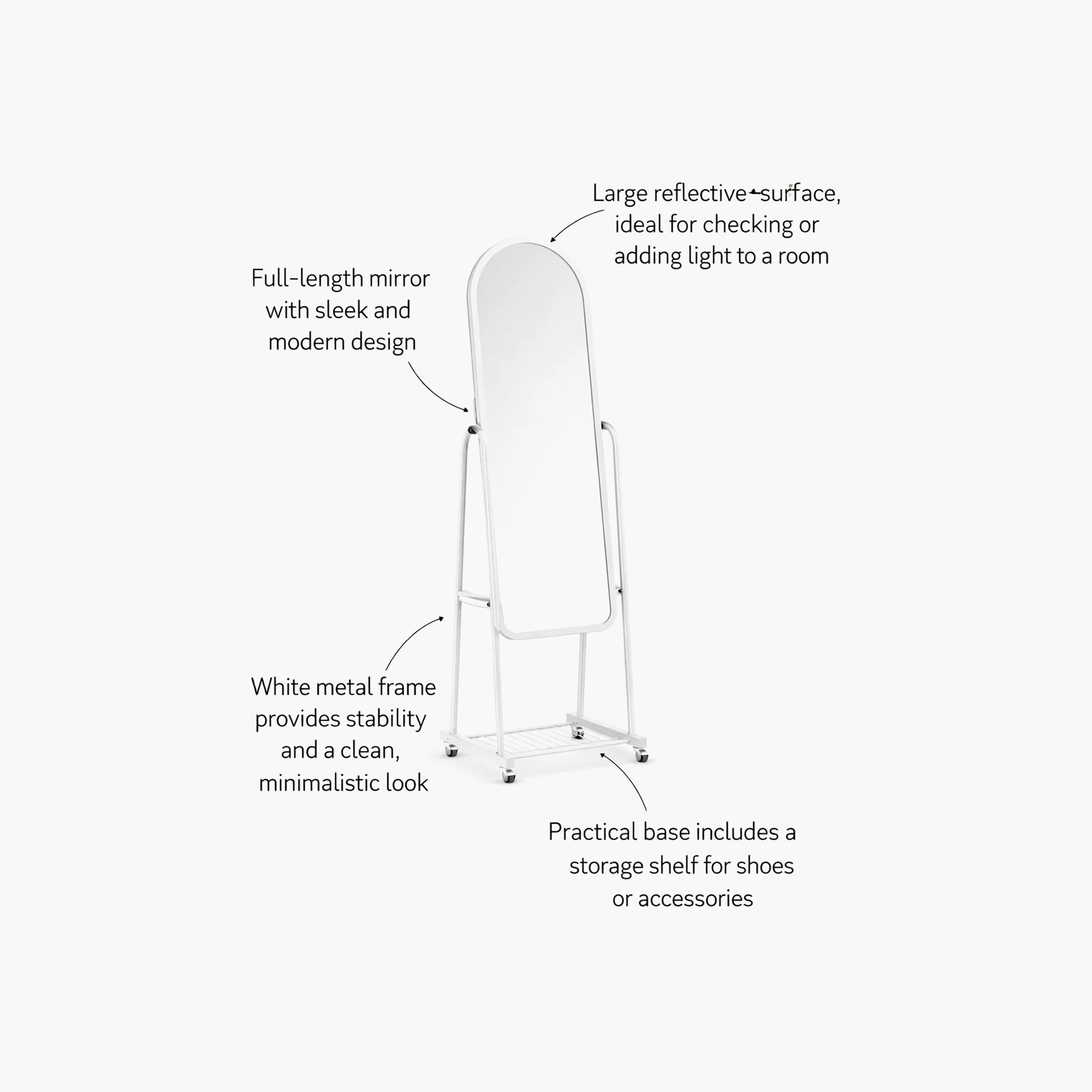 مرآة أرضية بتصميم مقوس من الزجاج الأبيض من ماريا هومز-household-walldecorandmirrors-mirrors-wallmirrors-image-4