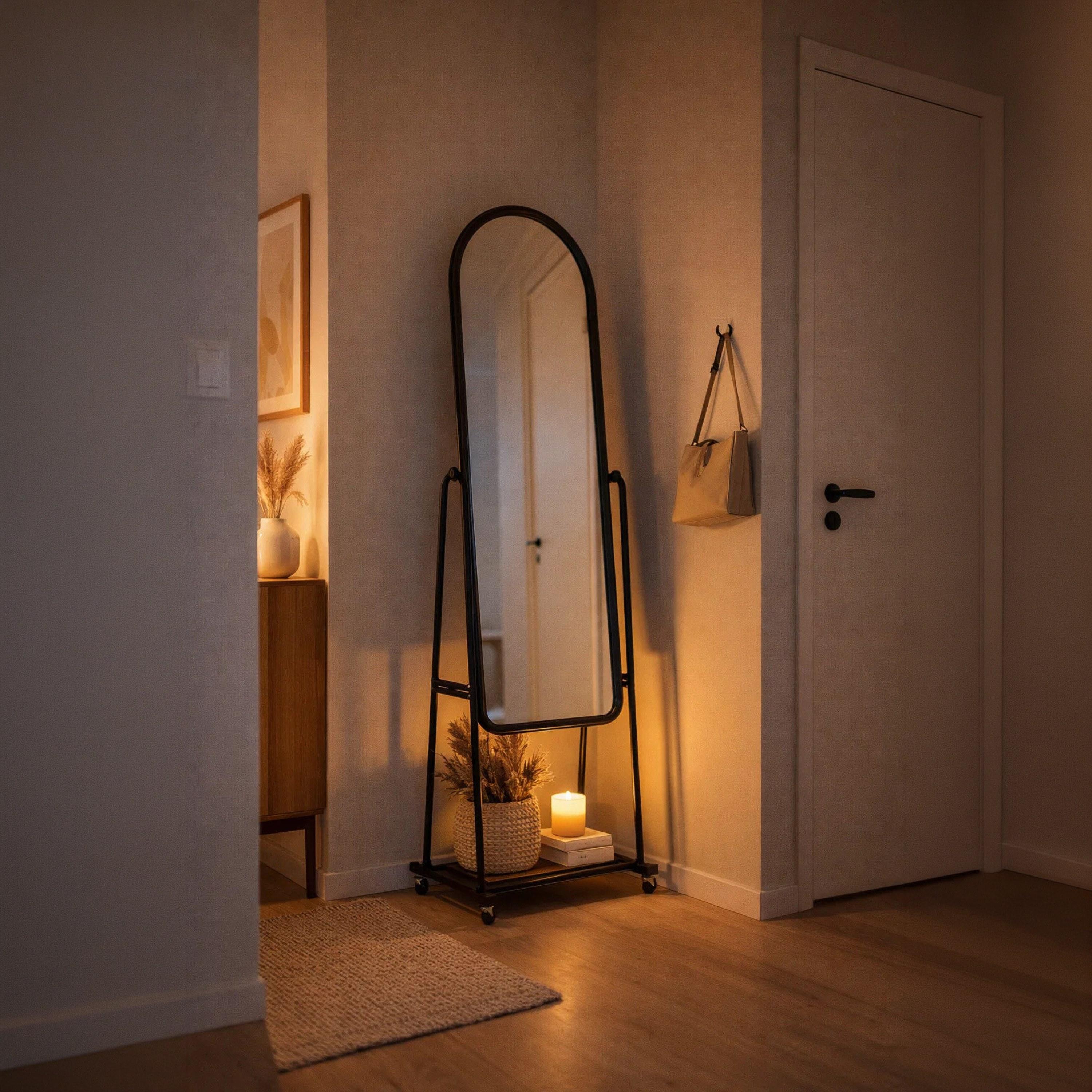 مرآة أرضية بإطار مقوس من الزجاج الأسود من ماريا هومز-household-walldecorandmirrors-mirrors-wallmirrors-image-3