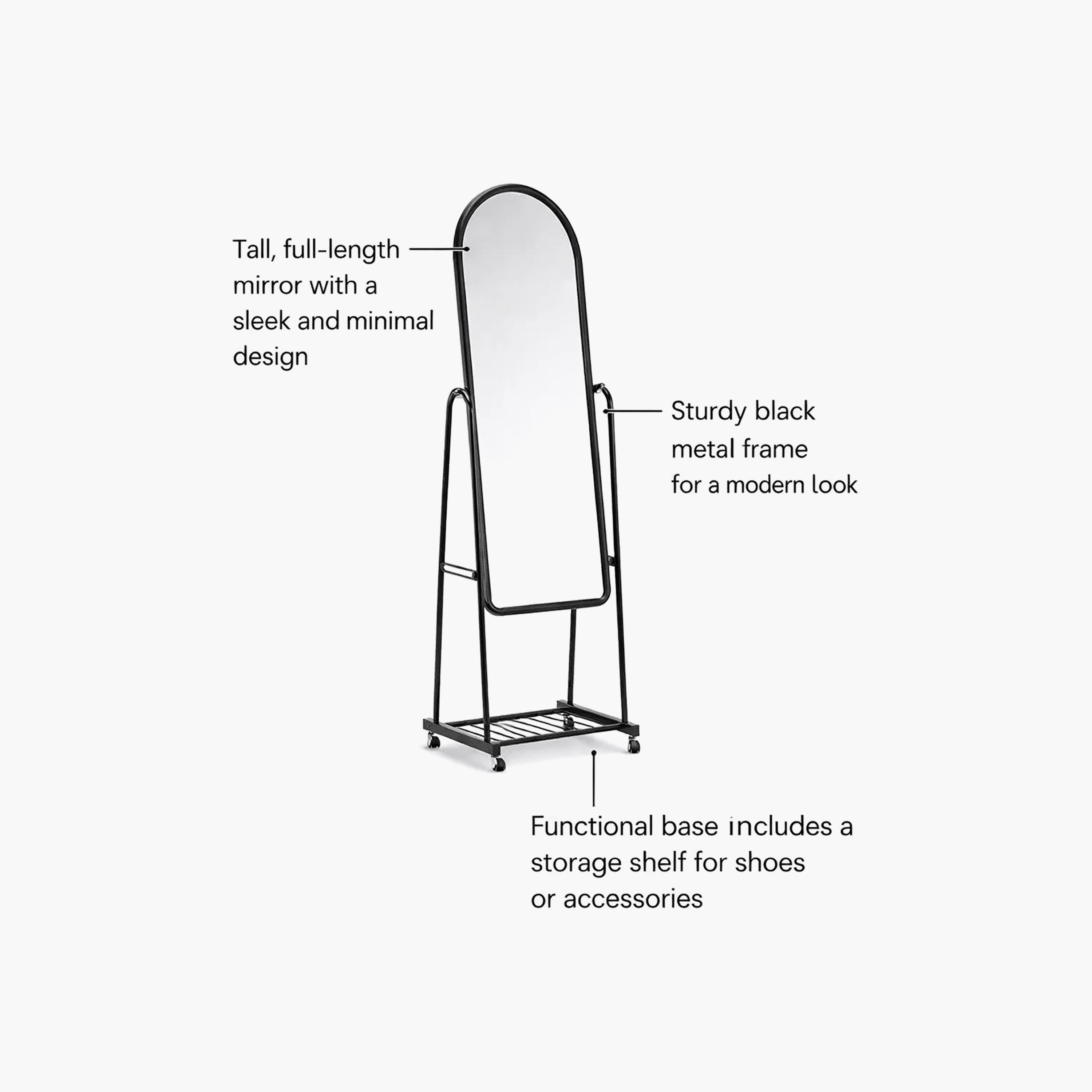 مرآة أرضية بإطار مقوس من الزجاج الأسود من ماريا هومز-household-walldecorandmirrors-mirrors-wallmirrors-image-4