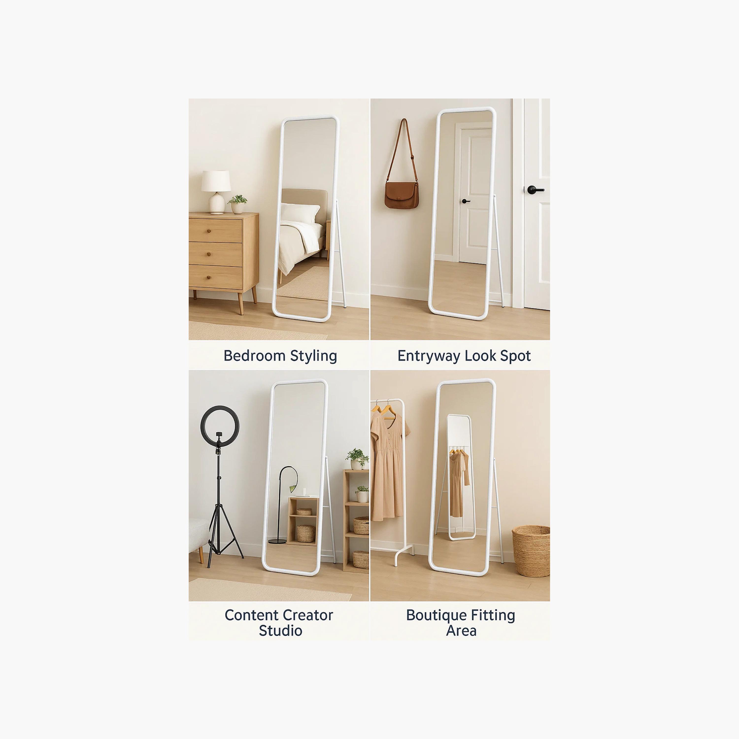 Maria Homes White Glass Round Floor Mirror-household-walldecorandmirrors-mirrors-wallmirrors-image-4