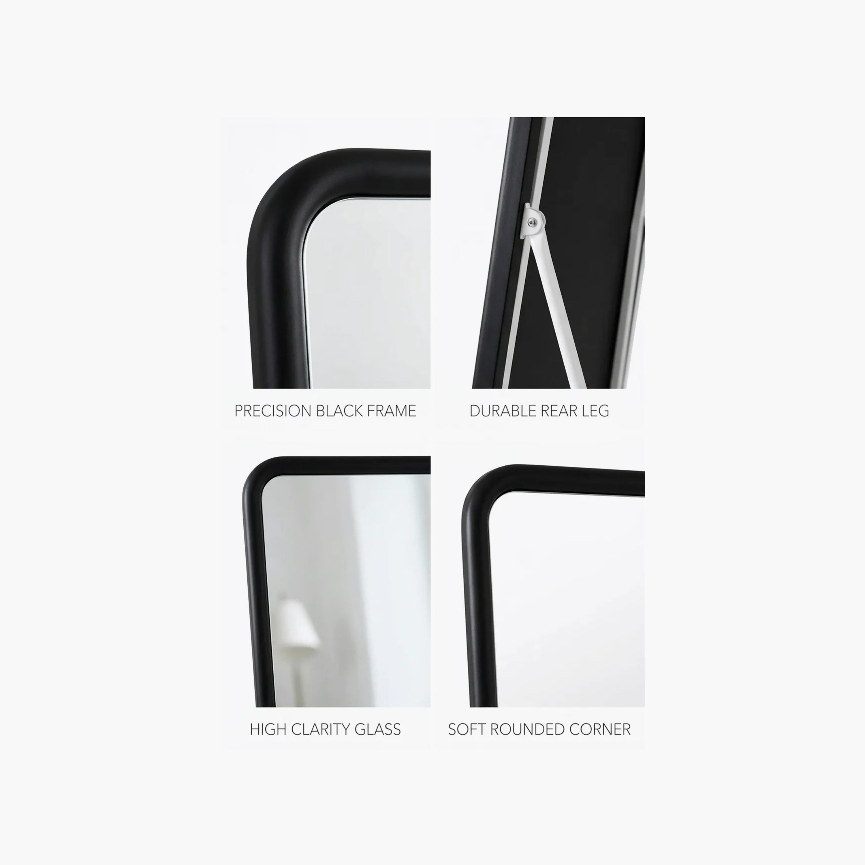 Maria Homes Black Glass Round Floor Mirror-household-walldecorandmirrors-mirrors-wallmirrors-image-4