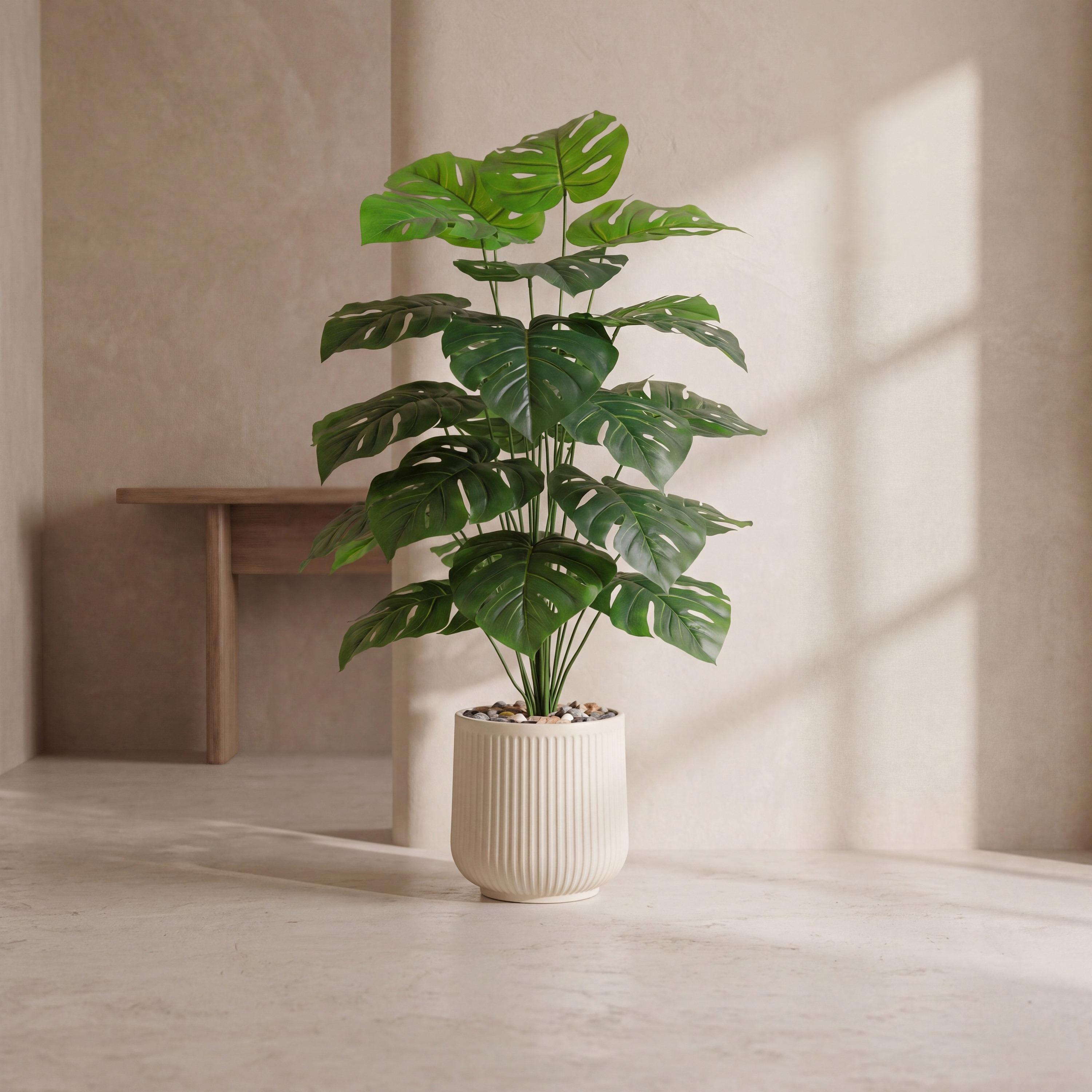 نبات مونستيرا صناعي في أصيص من ماريا هومز-household-gardenandoutdoor-artificialflowersandplants-flowers-image-1