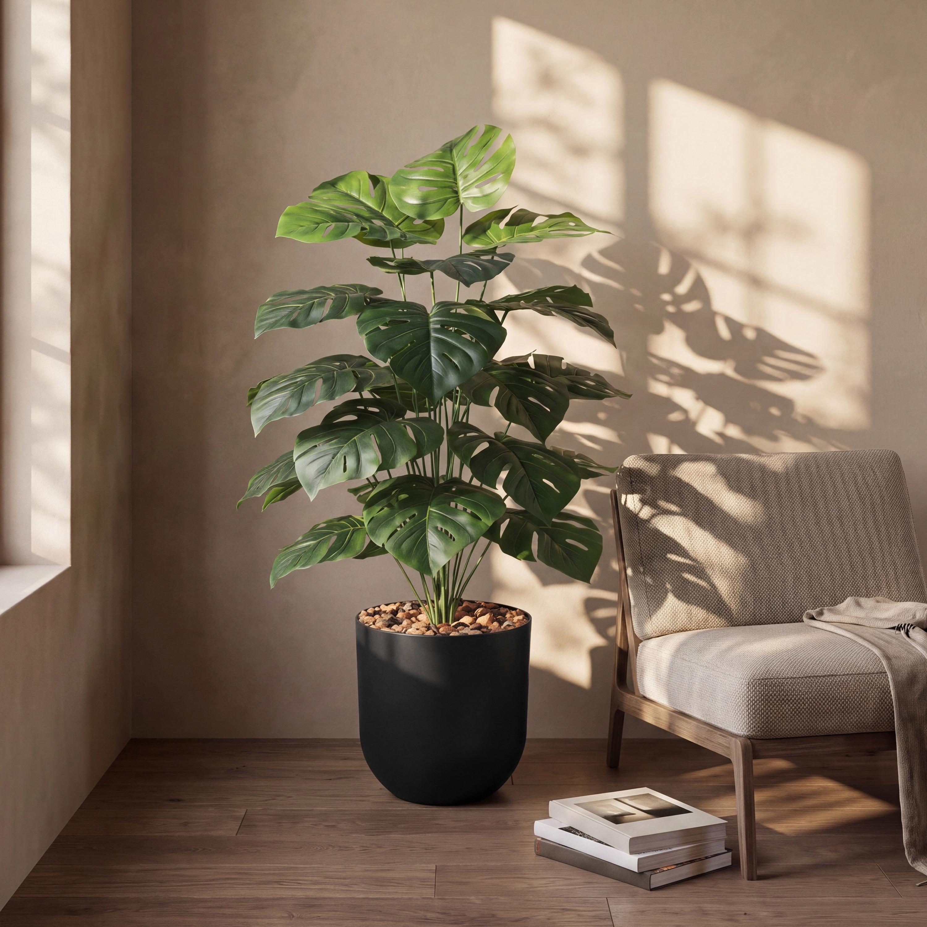 نبات مونستيرا صناعي في أصيص من ماريا هومز-household-gardenandoutdoor-artificialflowersandplants-flowers-image-1