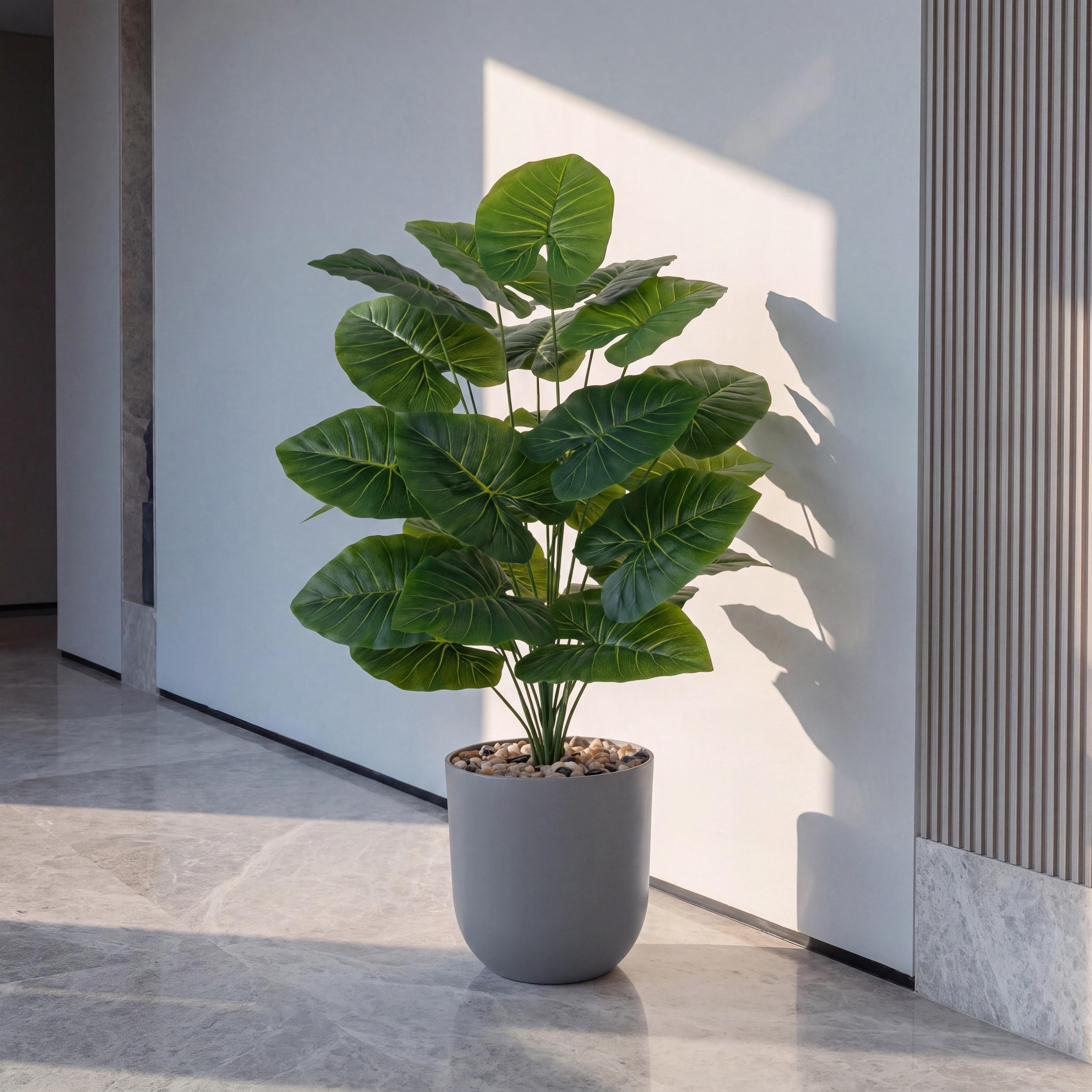 Maria Homes Potted Artificial Elephant Ear Plant-household-gardenandoutdoor-artificialflowersandplants-flowers-image-1