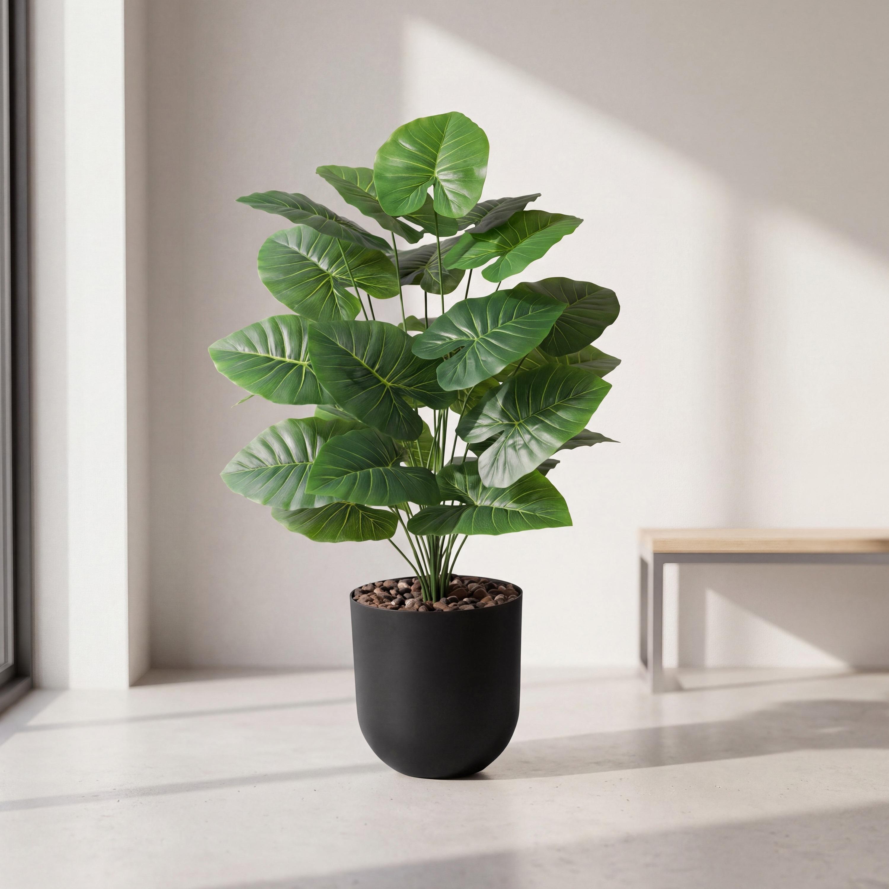 Maria Homes Potted Artificial Elephant Ear Plant-household-gardenandoutdoor-artificialflowersandplants-flowers-image-1