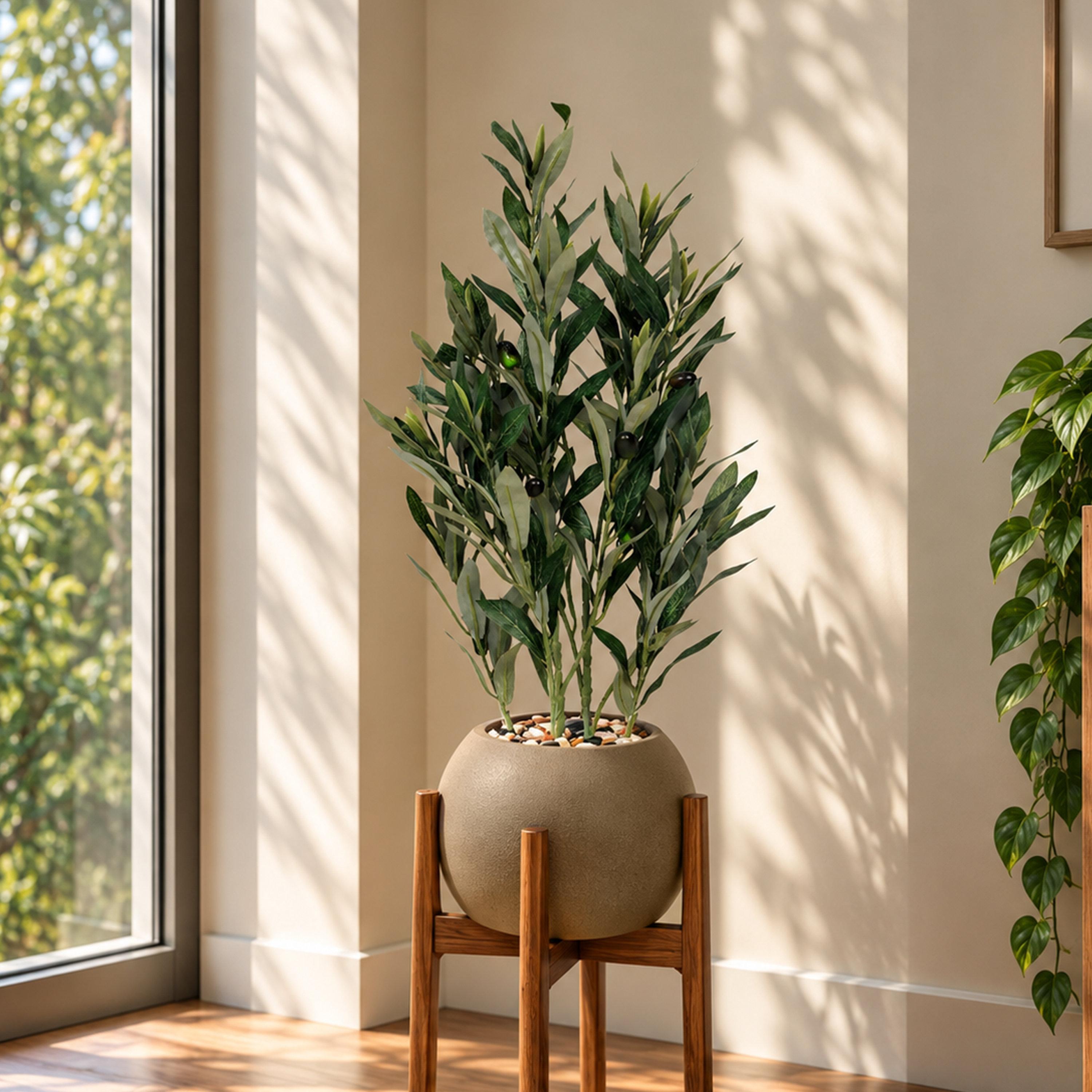 نبتة زيتون صناعية في أصيص من ماريا هومز-household-gardenandoutdoor-artificialflowersandplants-flowers-image-1